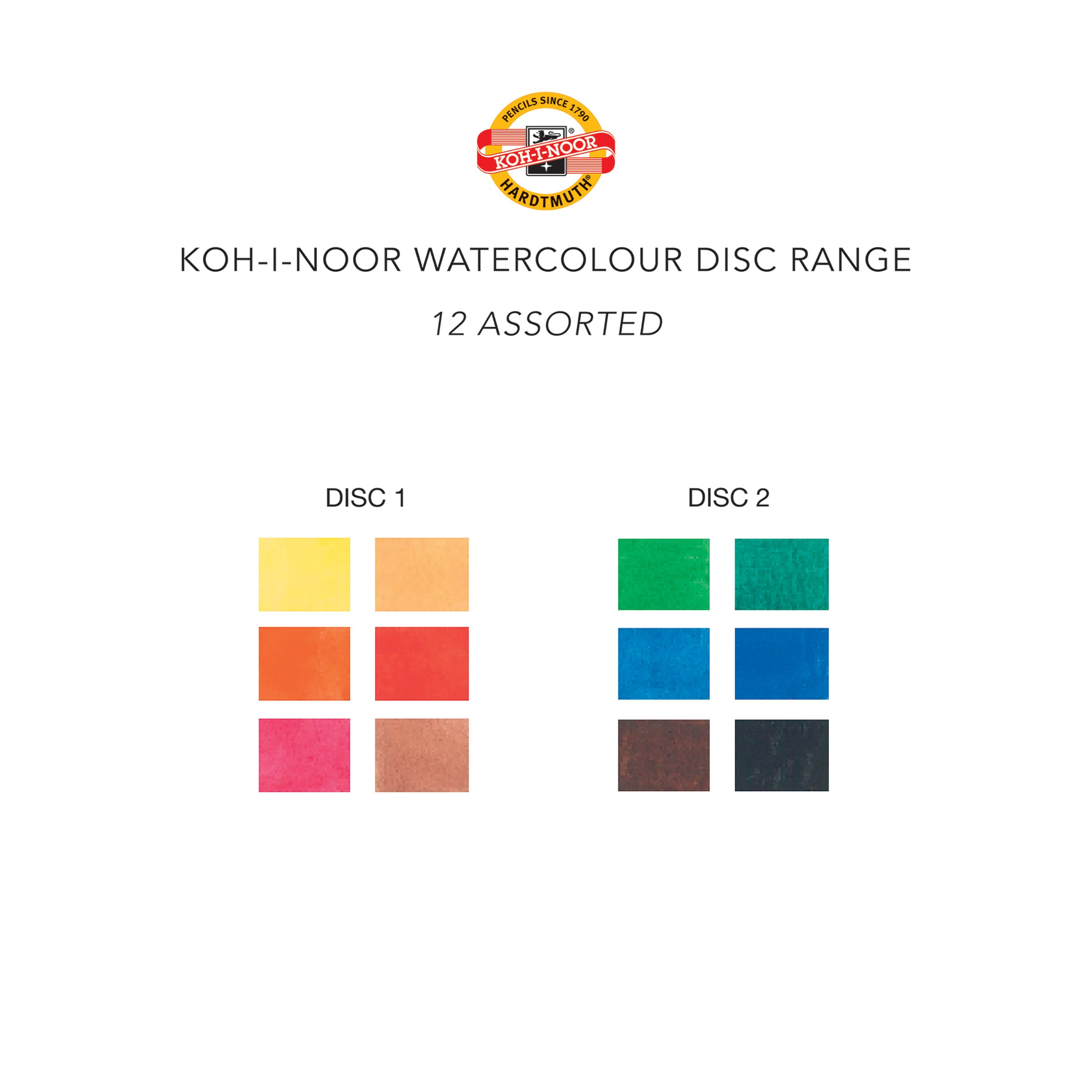 Koh I Noor Watercolour Disc 12 Assorted