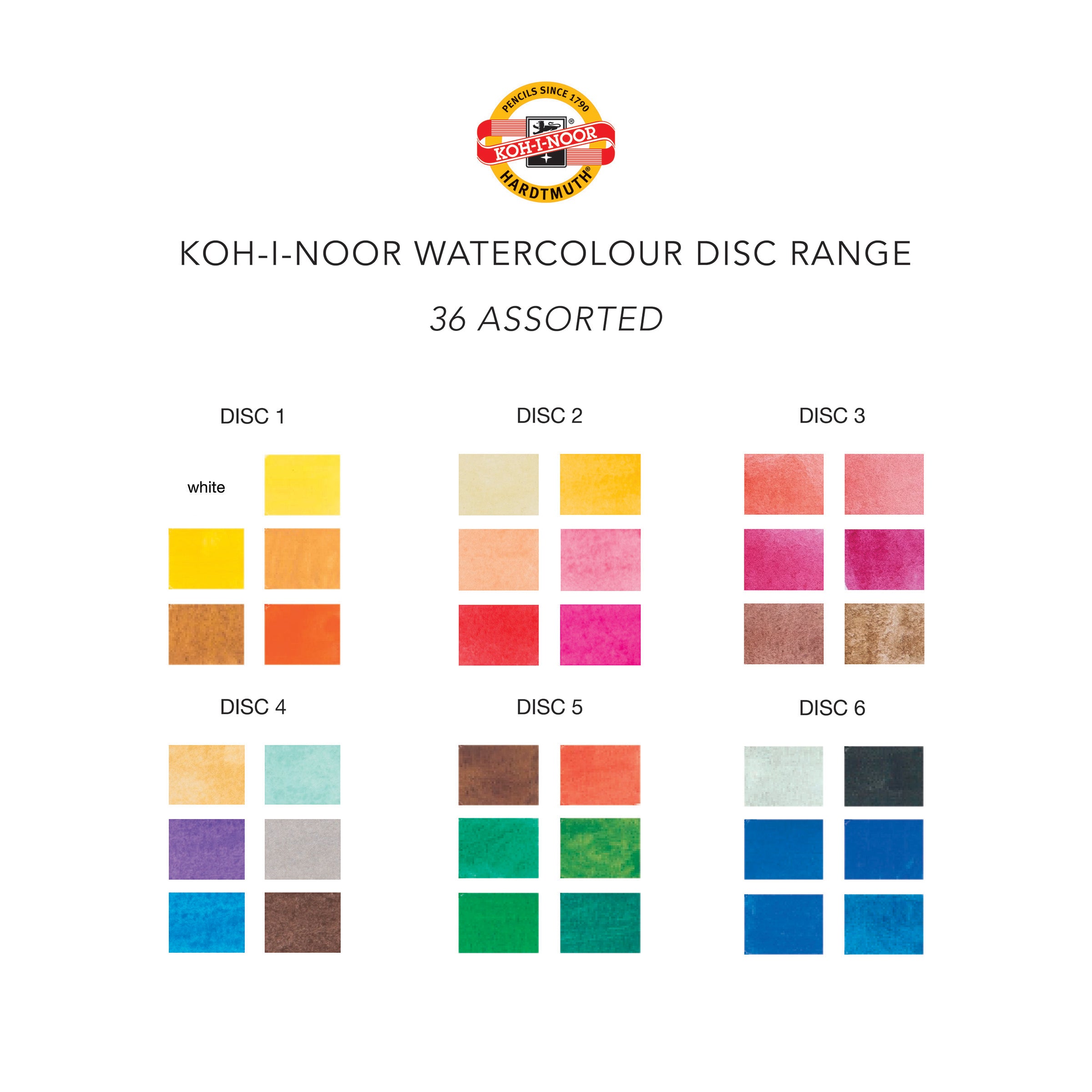 Watercolour Disc - 36 Assorted Koh-I-Noor