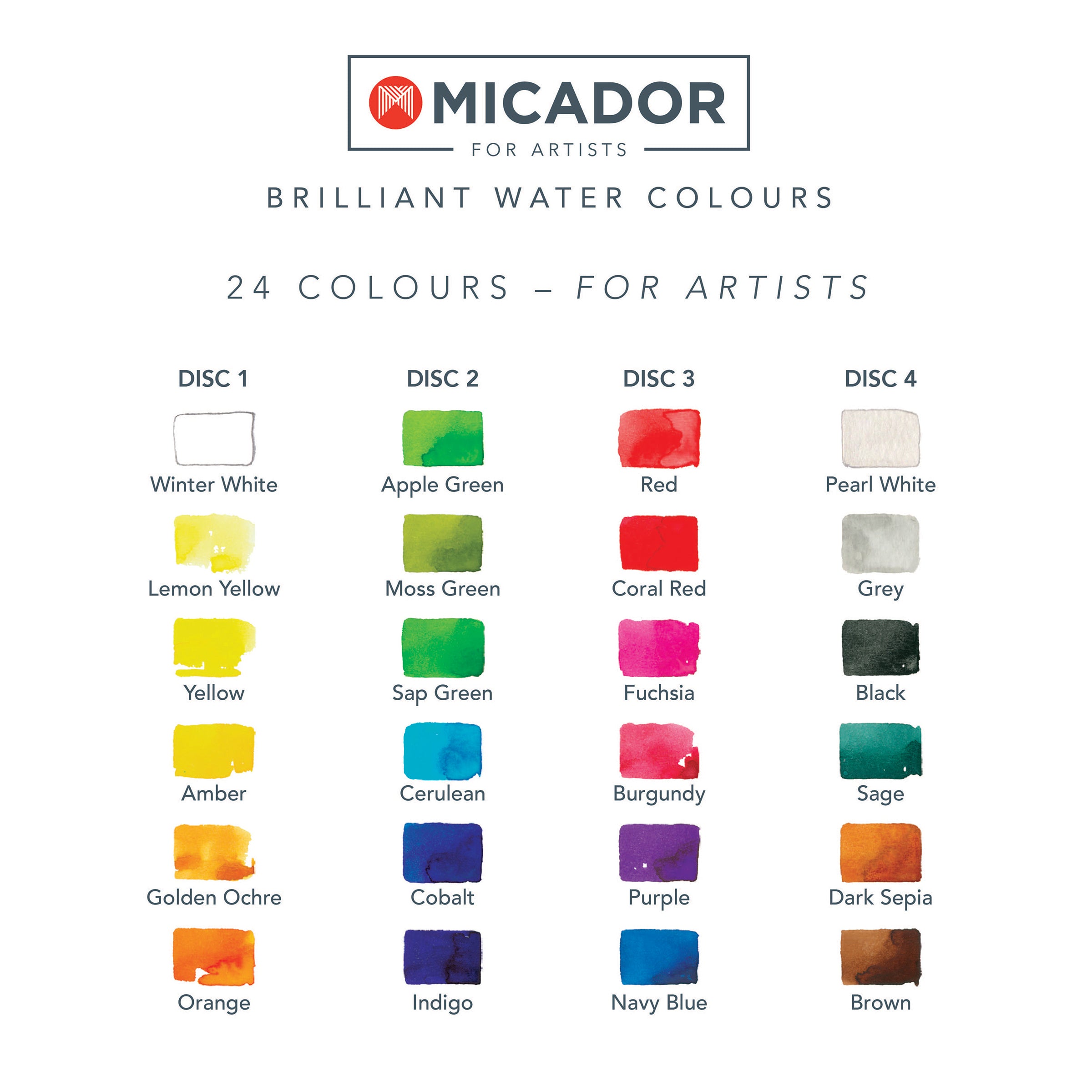 Micador For Artists Brilliant Watercolours 24