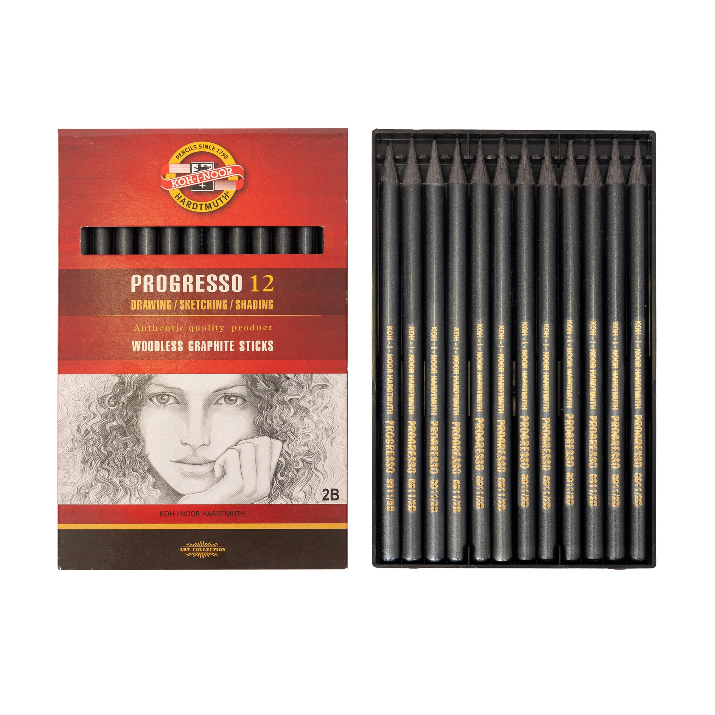 Koh I Noor Progresso Graphite 2B Pack 12