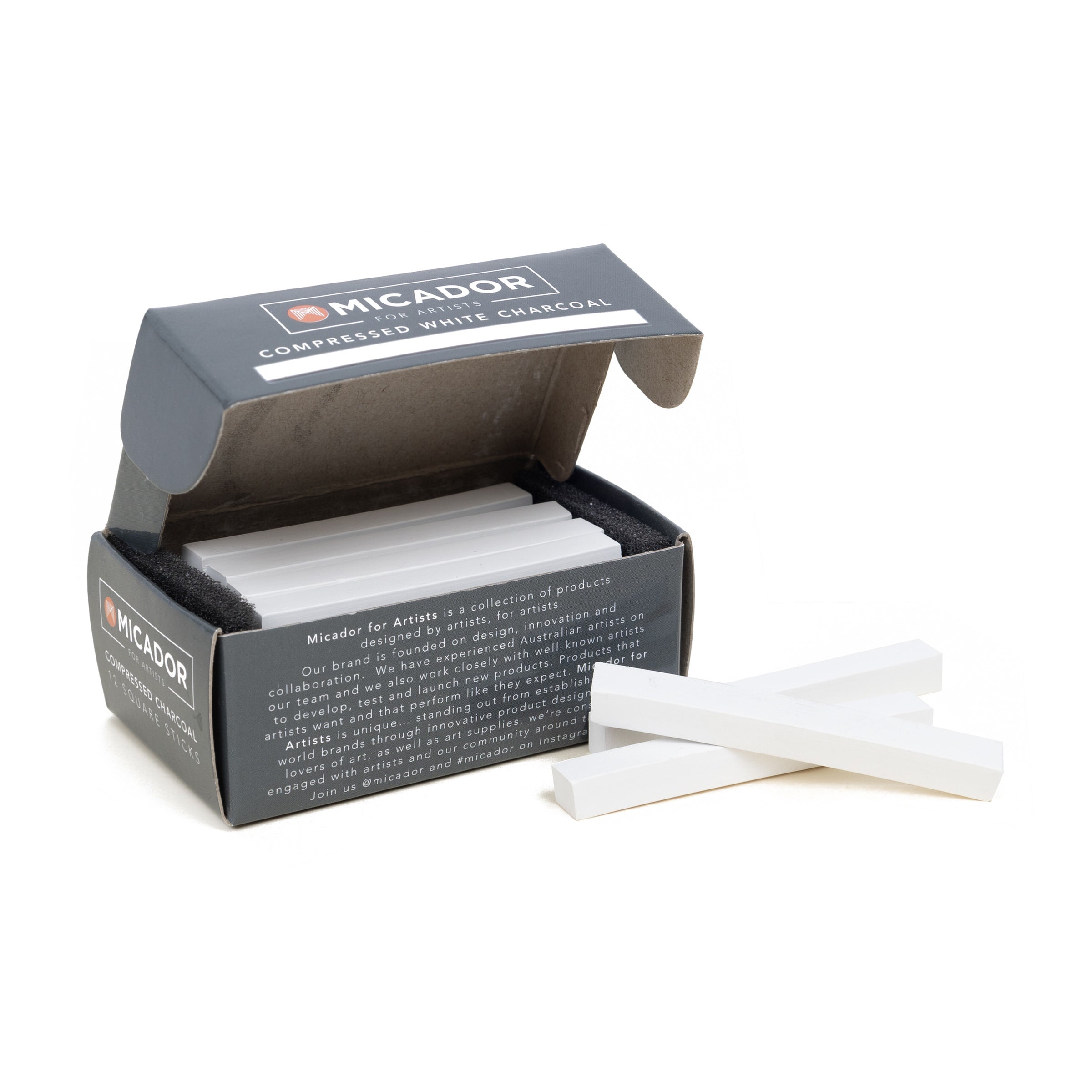 Micador For Artists Compressed Charcoal White