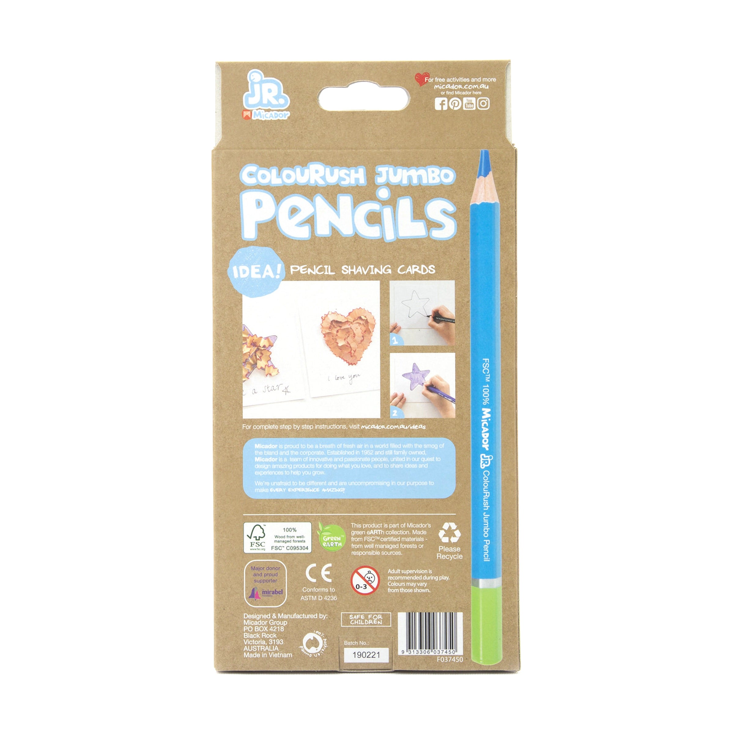 Micador Jr Colourush Jumbo Pencil 10Pk