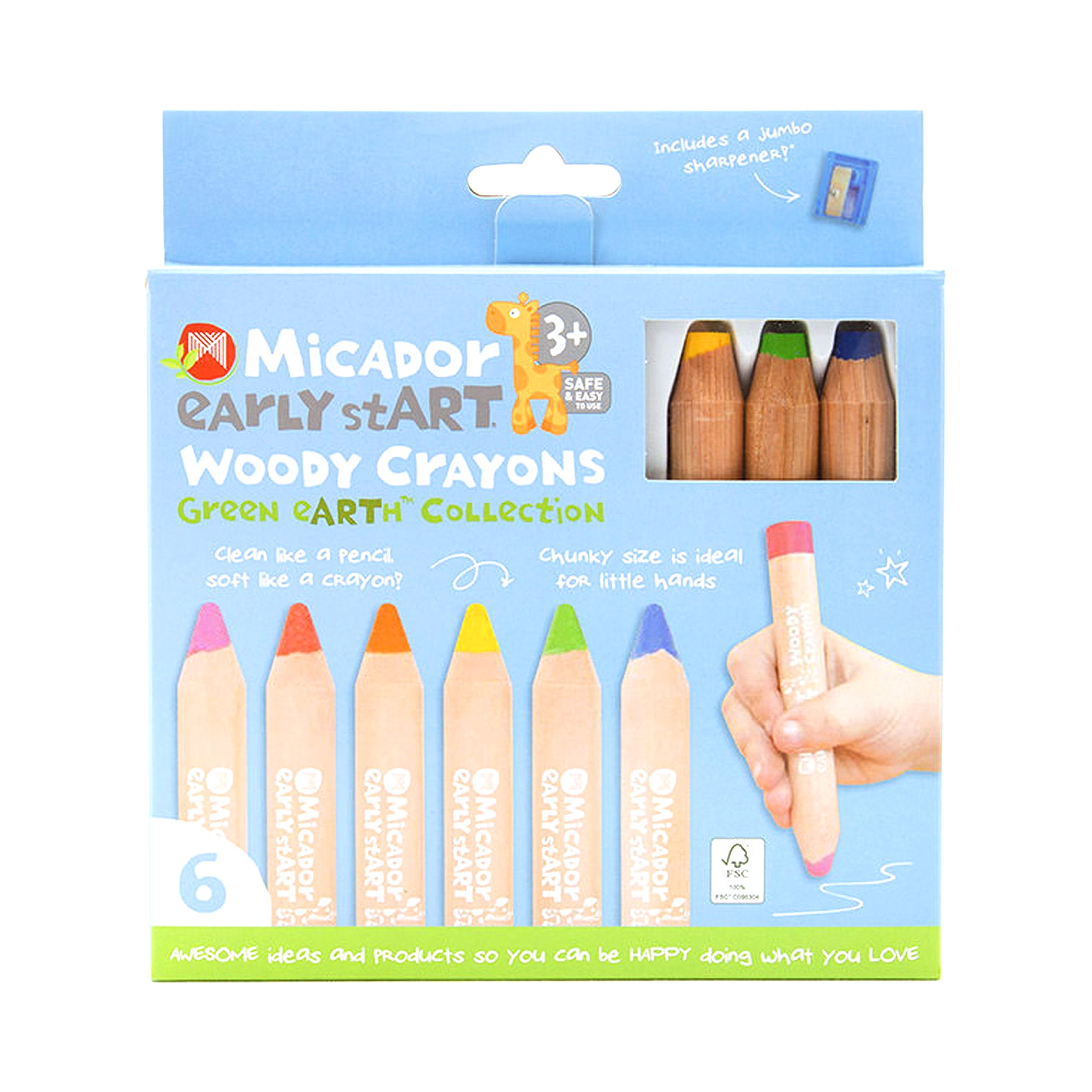 Early Start Woody Crayons 6Pk