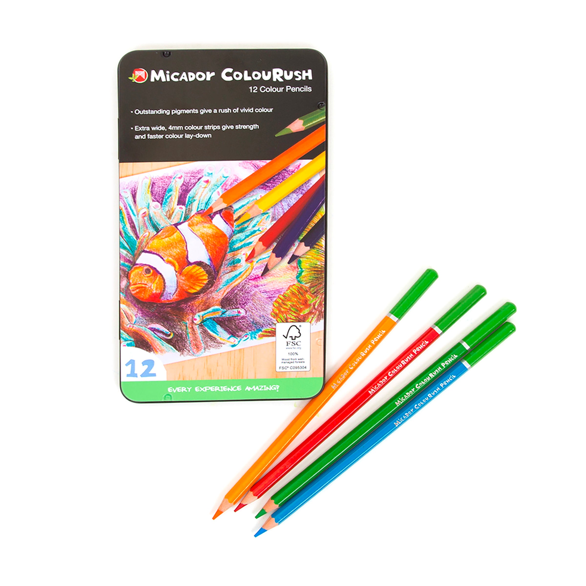 Micador Colourush Pencils Tin 12