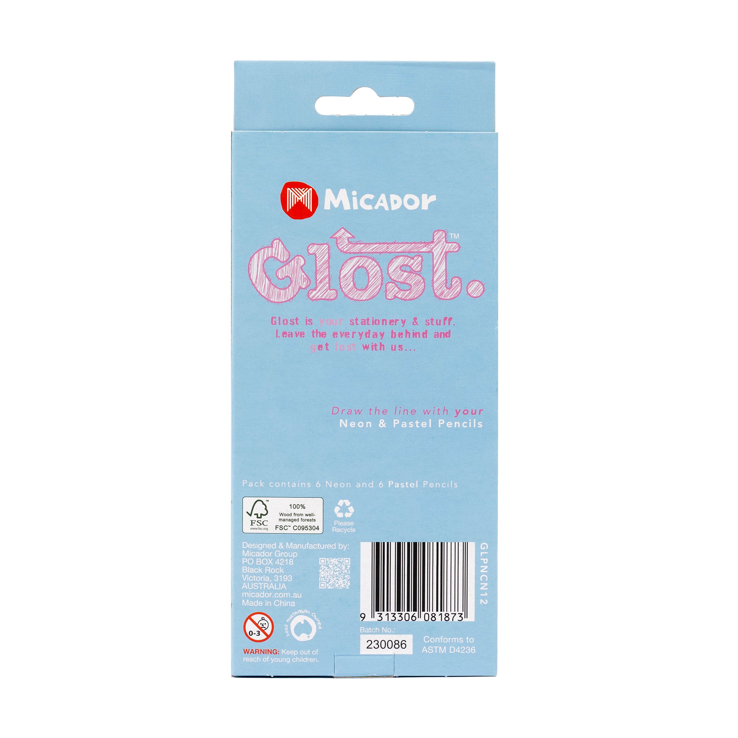 Glost Pencils Neon And Pastel 12Pk