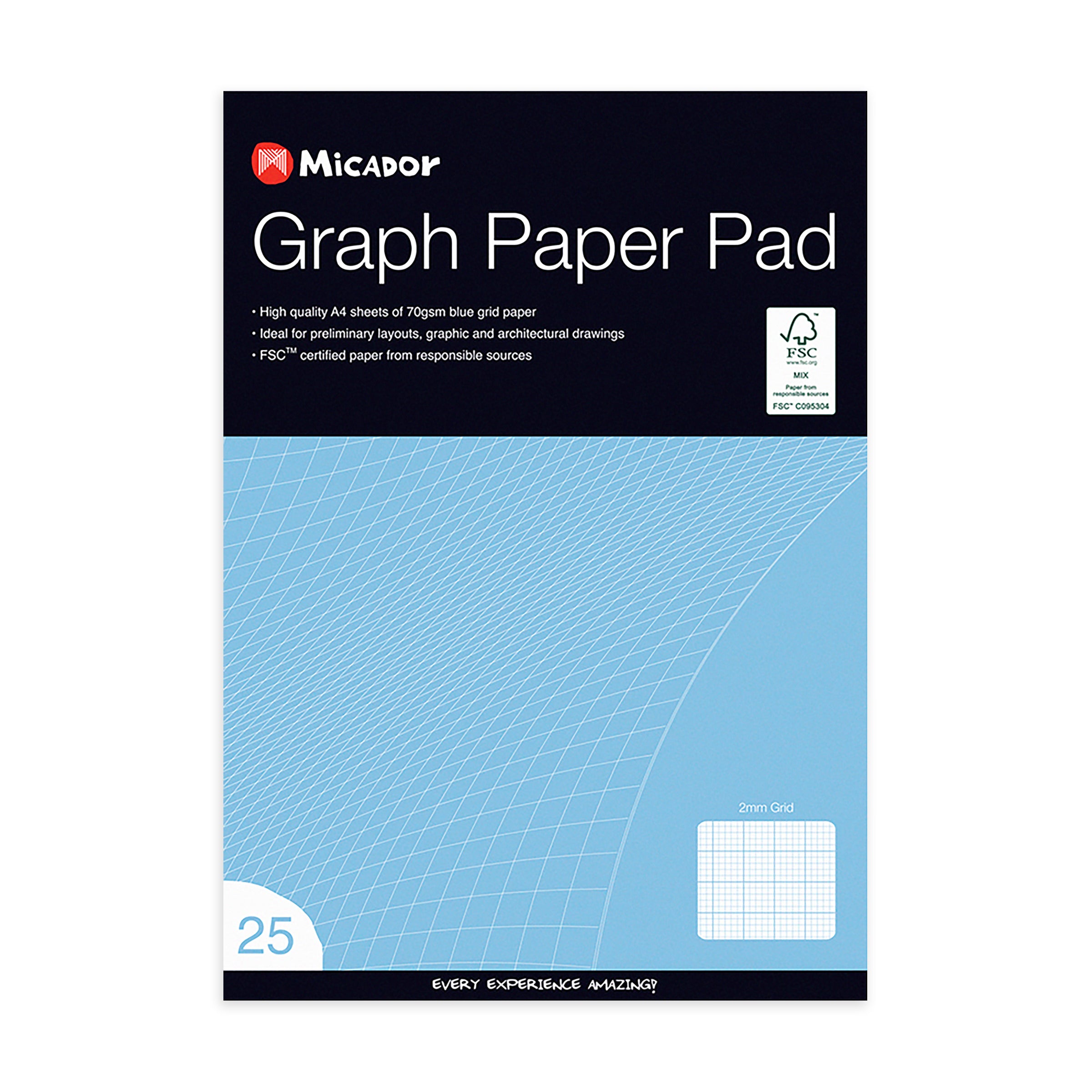 Micador Graph Paper 2Mm A4 Pad Mix 25 Pages