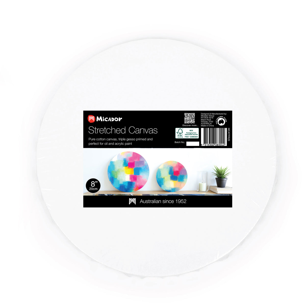 Stretched Canvas Round 20cm, FSC 100% Micador
