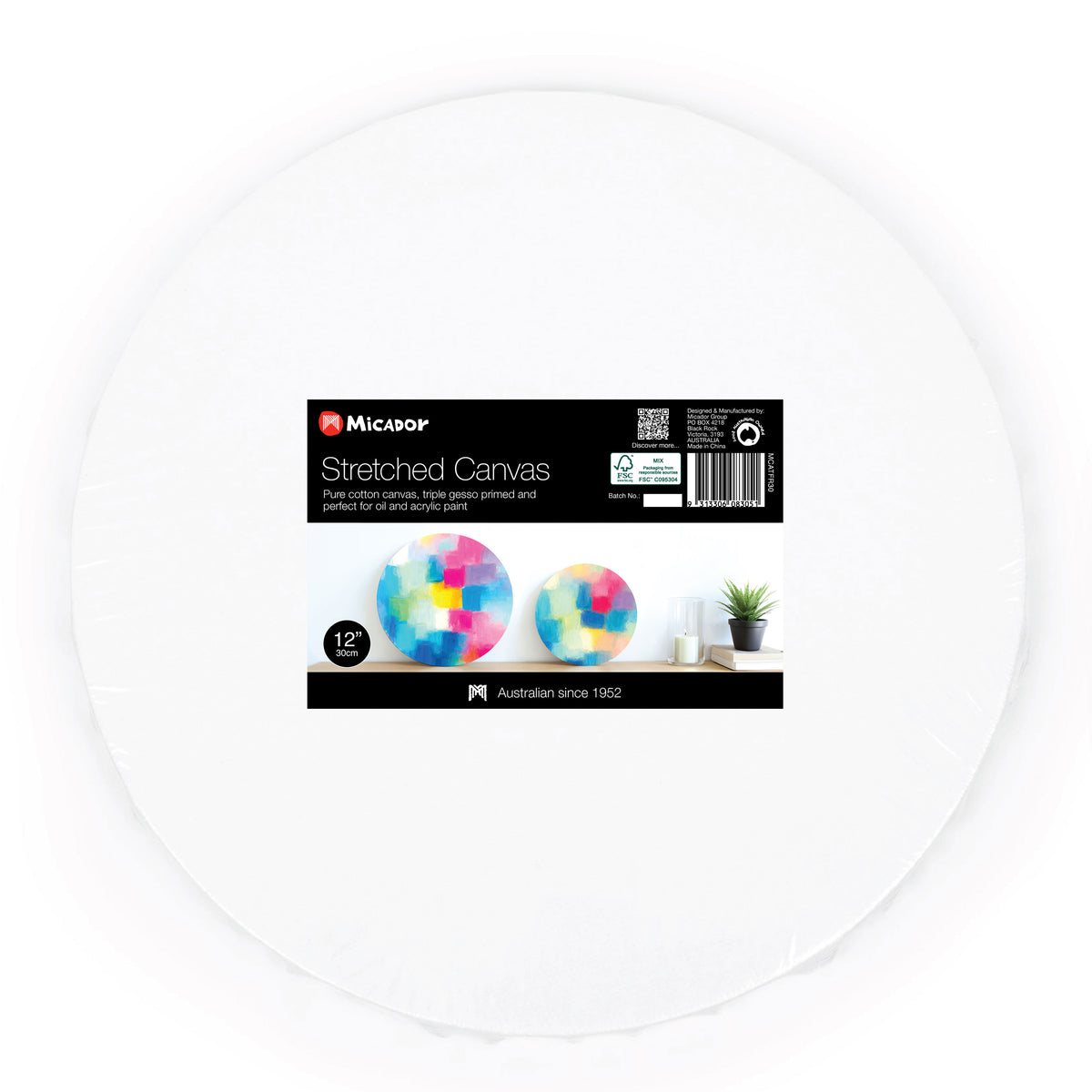Stretched Canvas Round 30cm, FSC 100% Micador