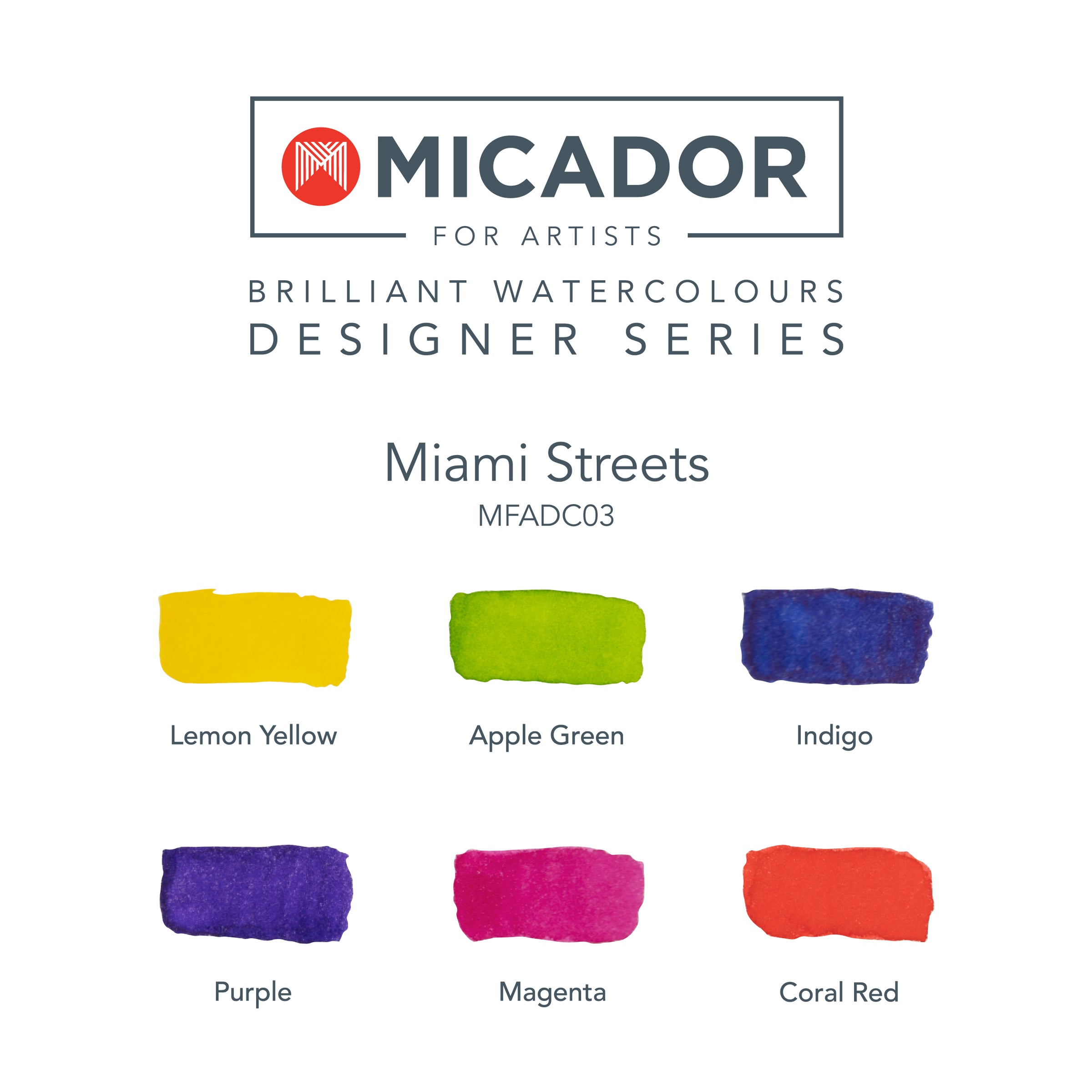 Brilliant Watercolour Discs Designer Series - Miami Street Micador For Artists