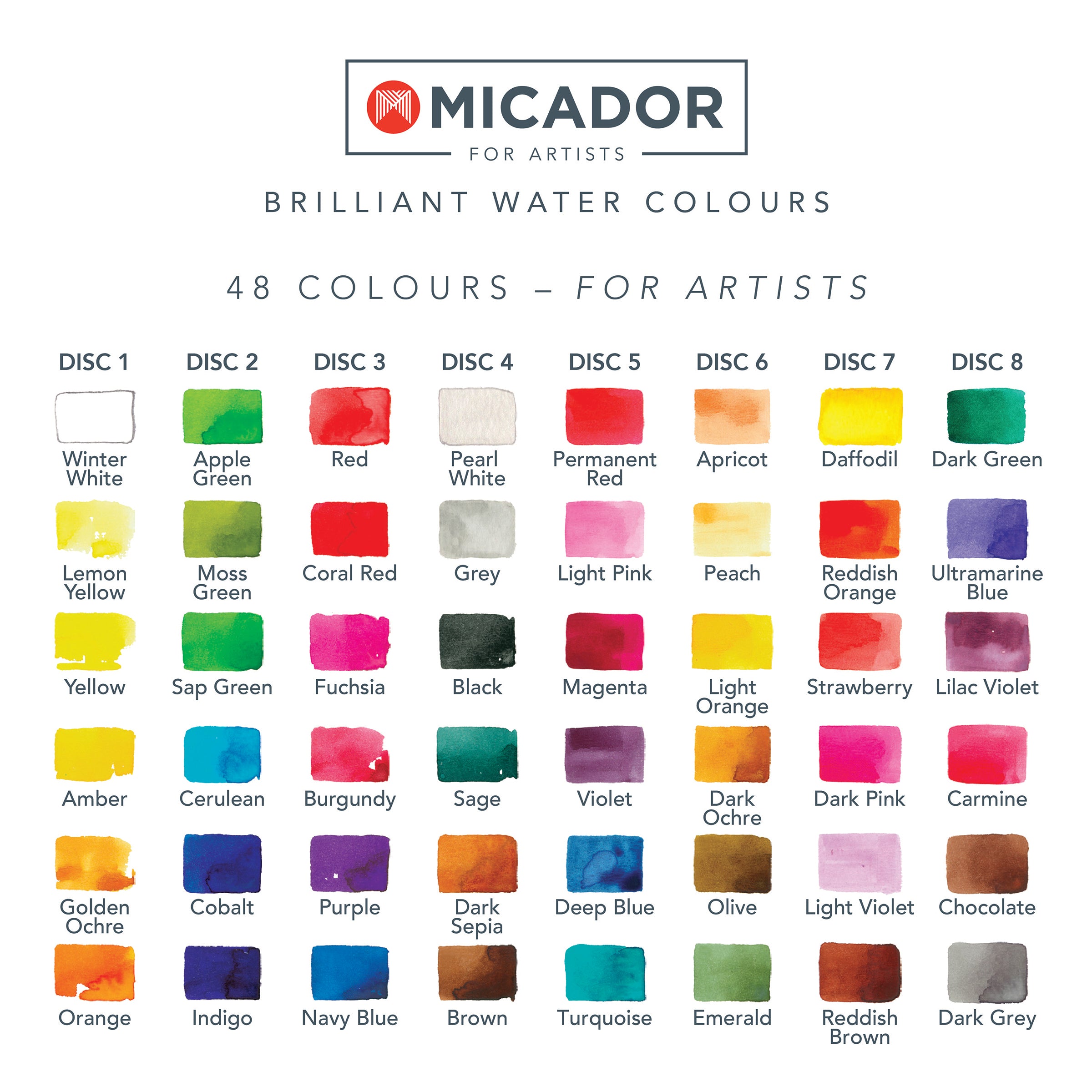 Micador For Artists Brilliant Watercolours 48