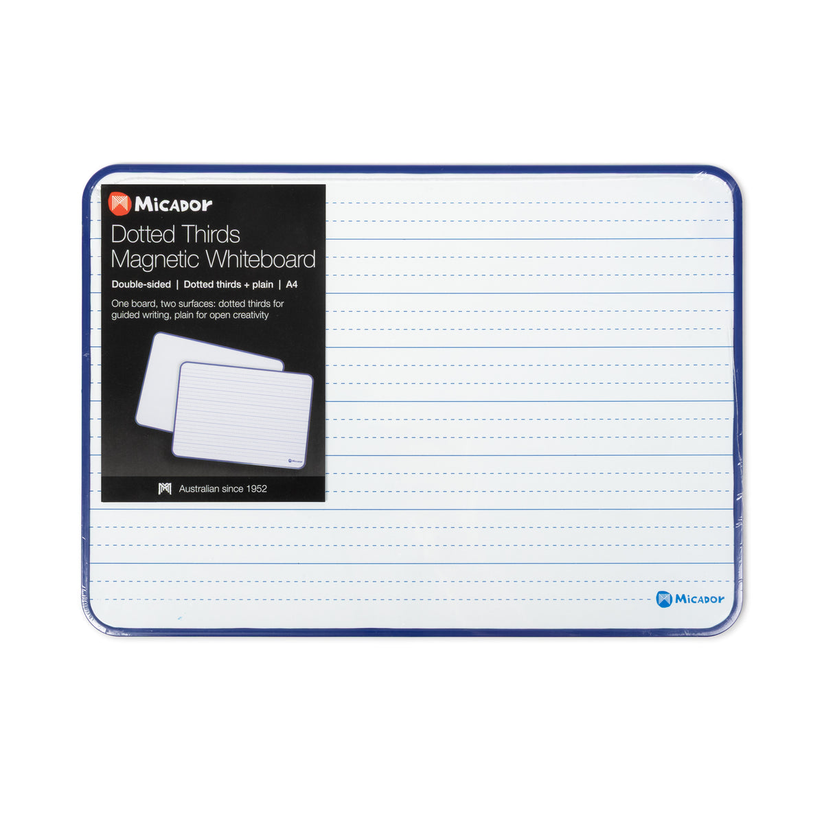 Double-sided Dotted Thirds / Plain Whiteboard, A4, Magnetic Micador