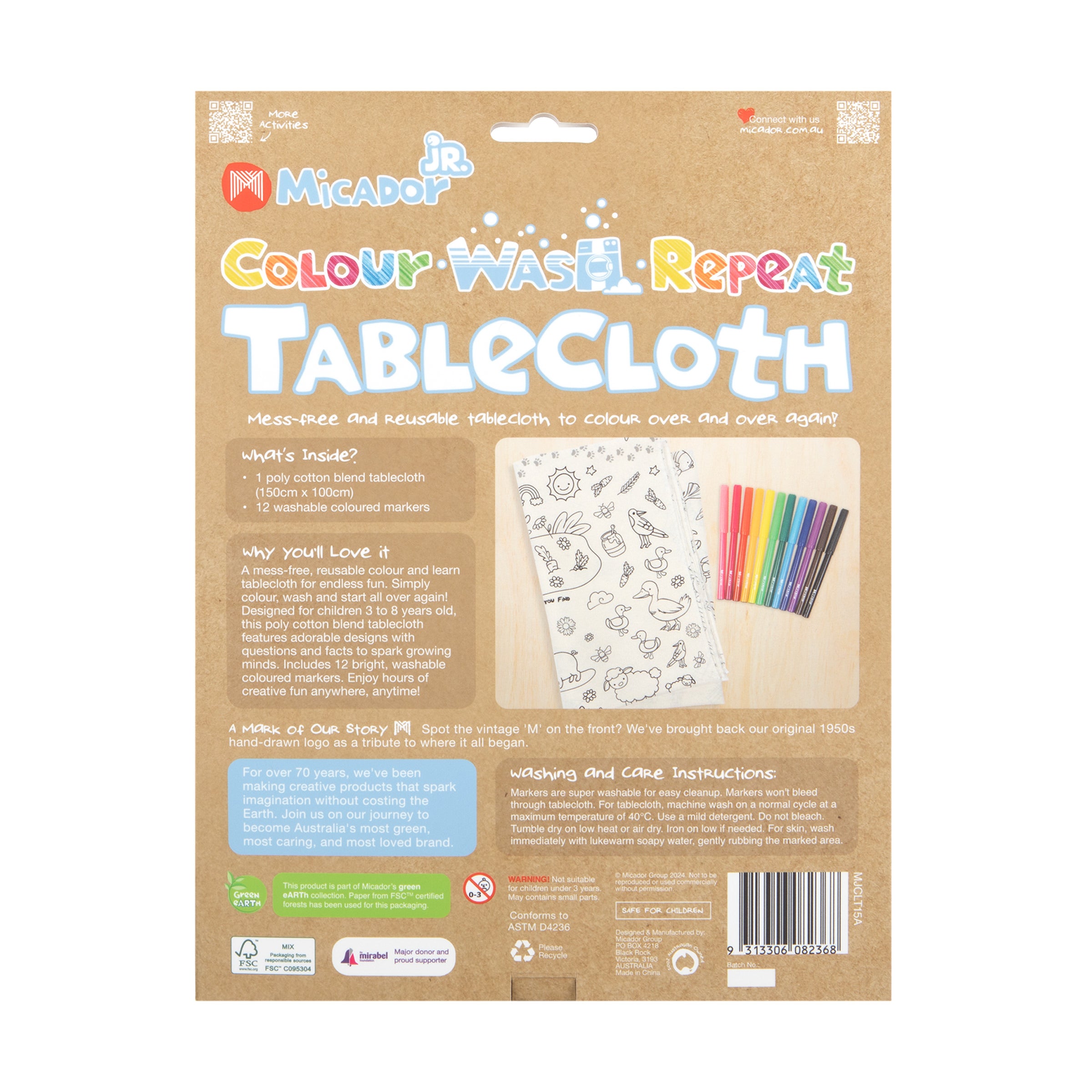 Colour Wash Repeat Tablecloth, 1000 x 1500mm, Micador jR.