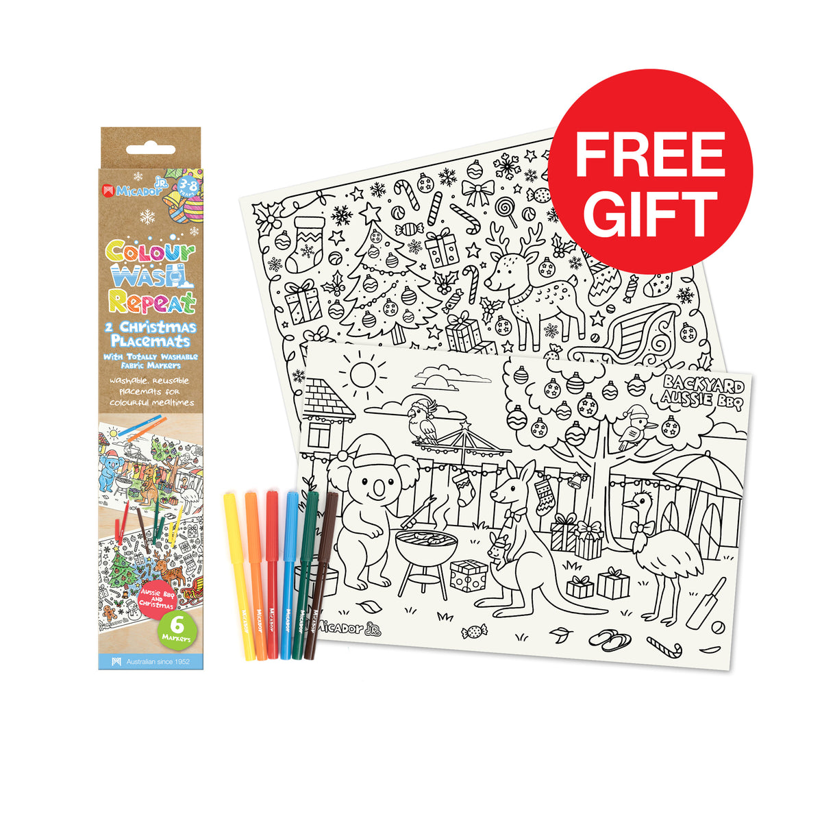 Colour Wash Repeat Christmas Placemats, 450 x 300mm, Pack 2, Micador jR.