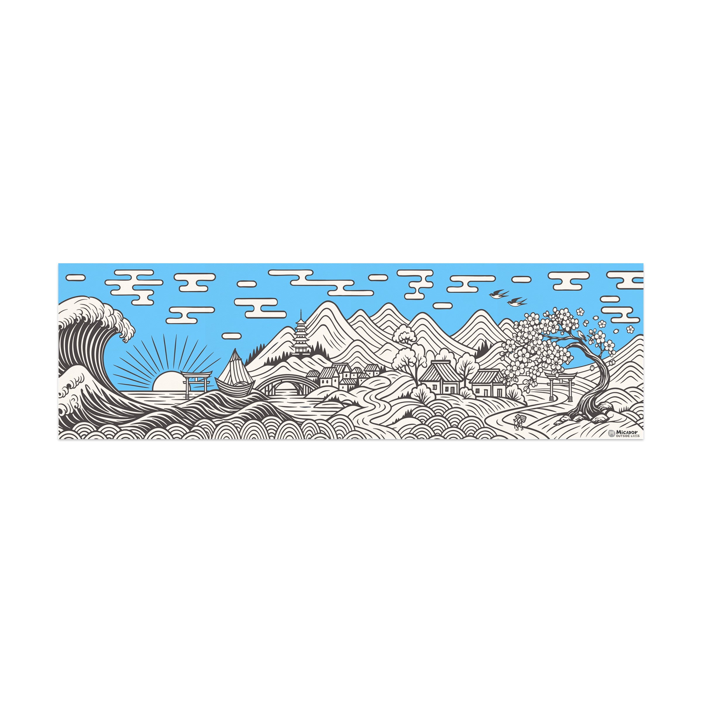 Walk through Ukiyo-e Table Canvas, 1500 x 450mm, Micador Outside Lines