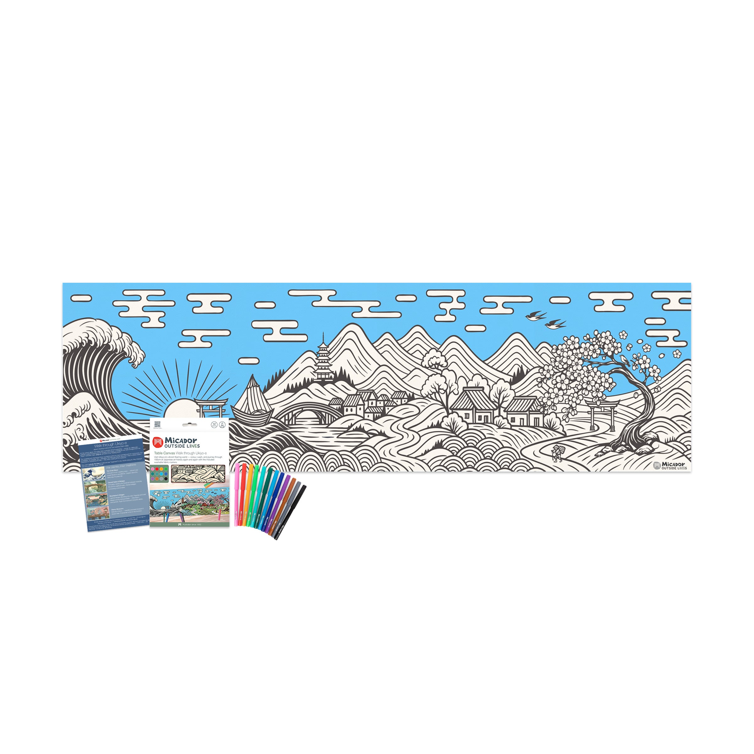 Walk through Ukiyo-e Table Canvas, 1500 x 450mm, Micador Outside Lines