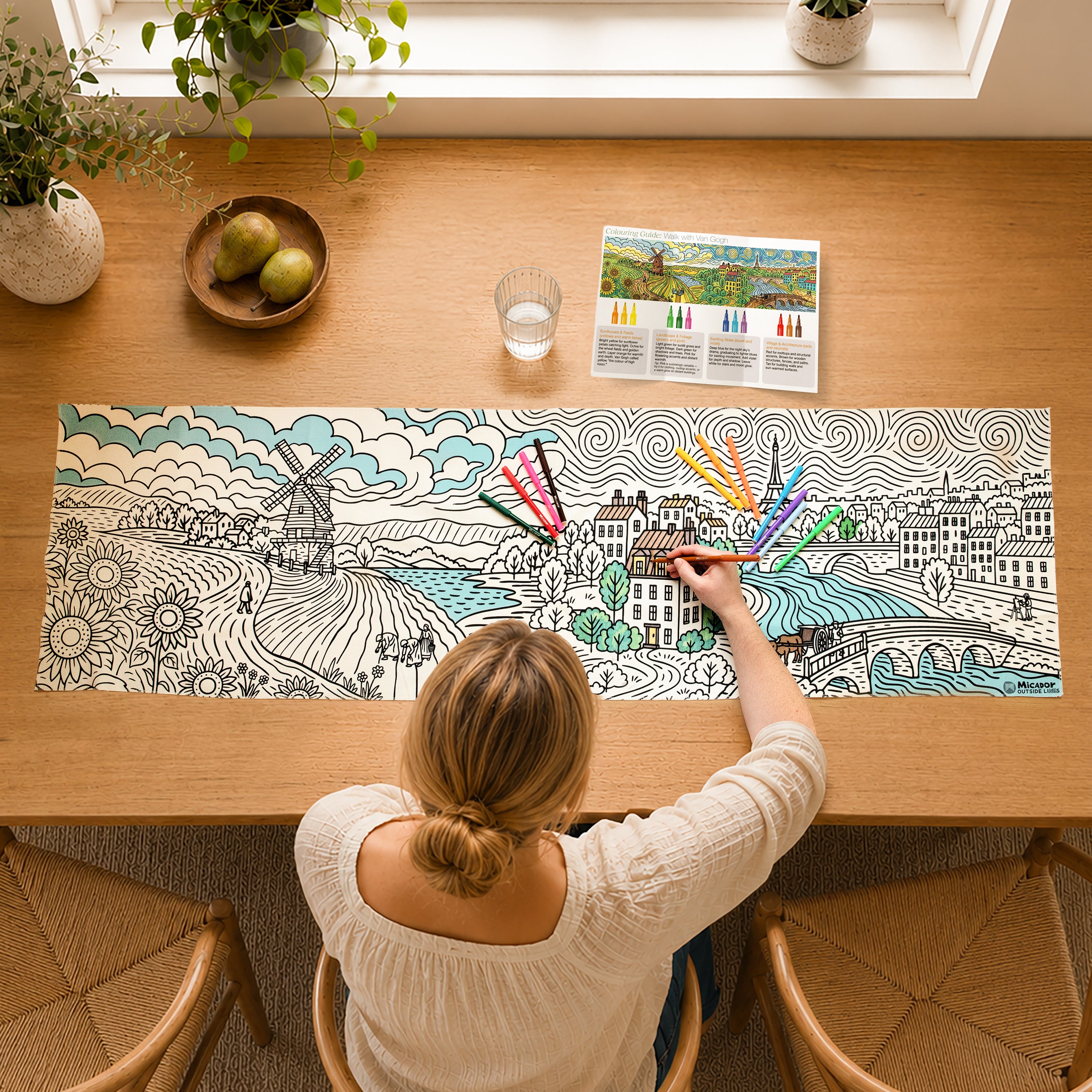 Walk with Van Gogh Table Canvas, 1500 x 450mm, Micador Outside Lines