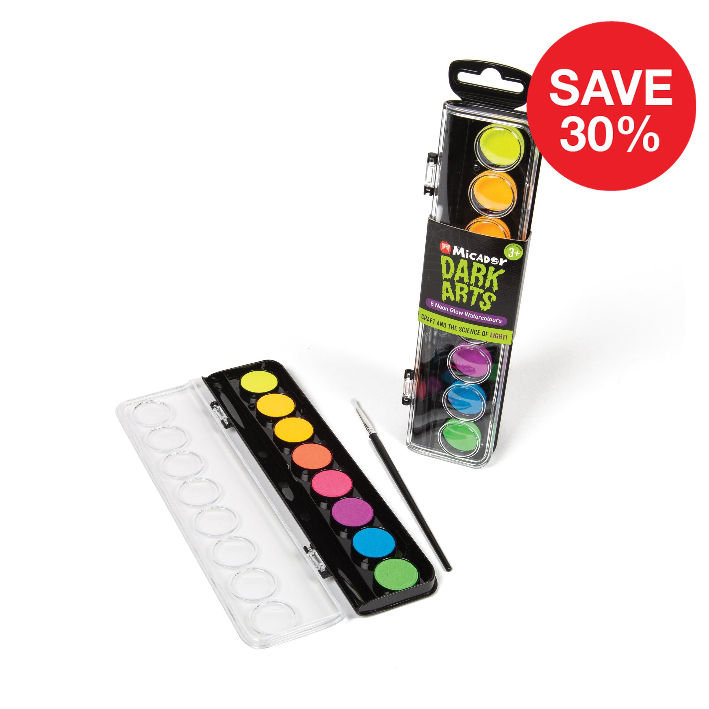 Neon Watercolour Paint Discs 8 Dark Arts