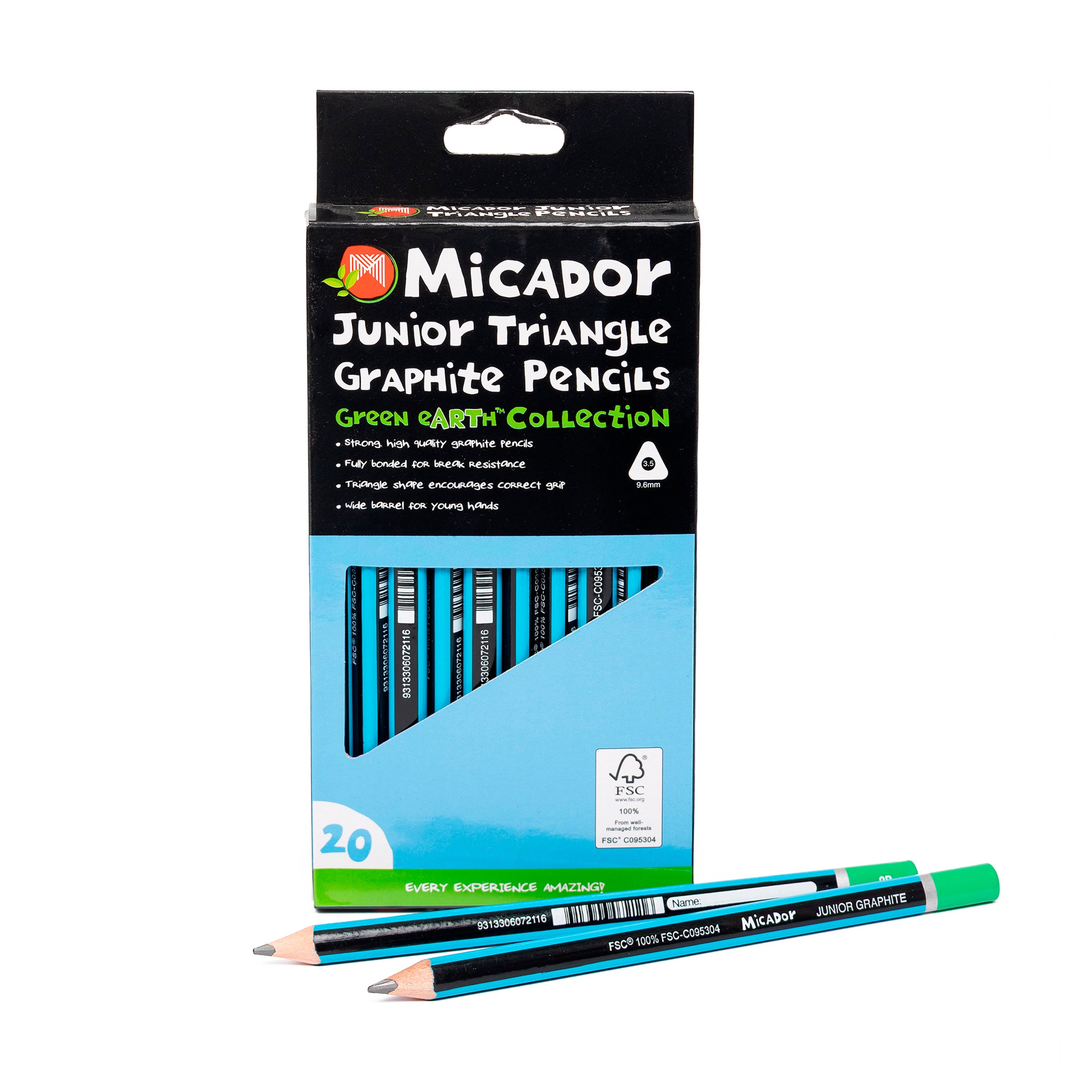 Micador Junior Triangle Graphite Pencils 2B 20Pk