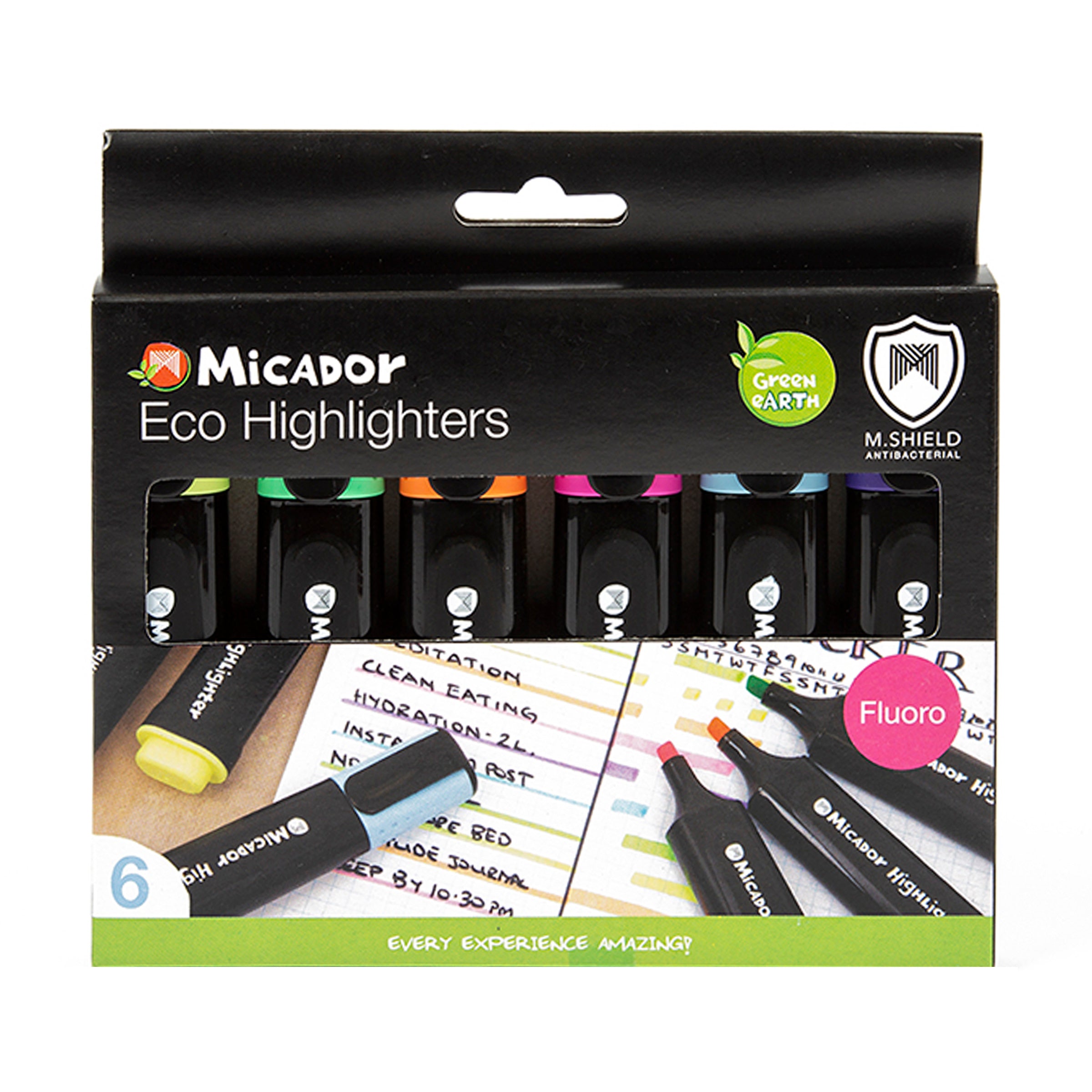 Micador Eco Highlighter Assorted 6Pk