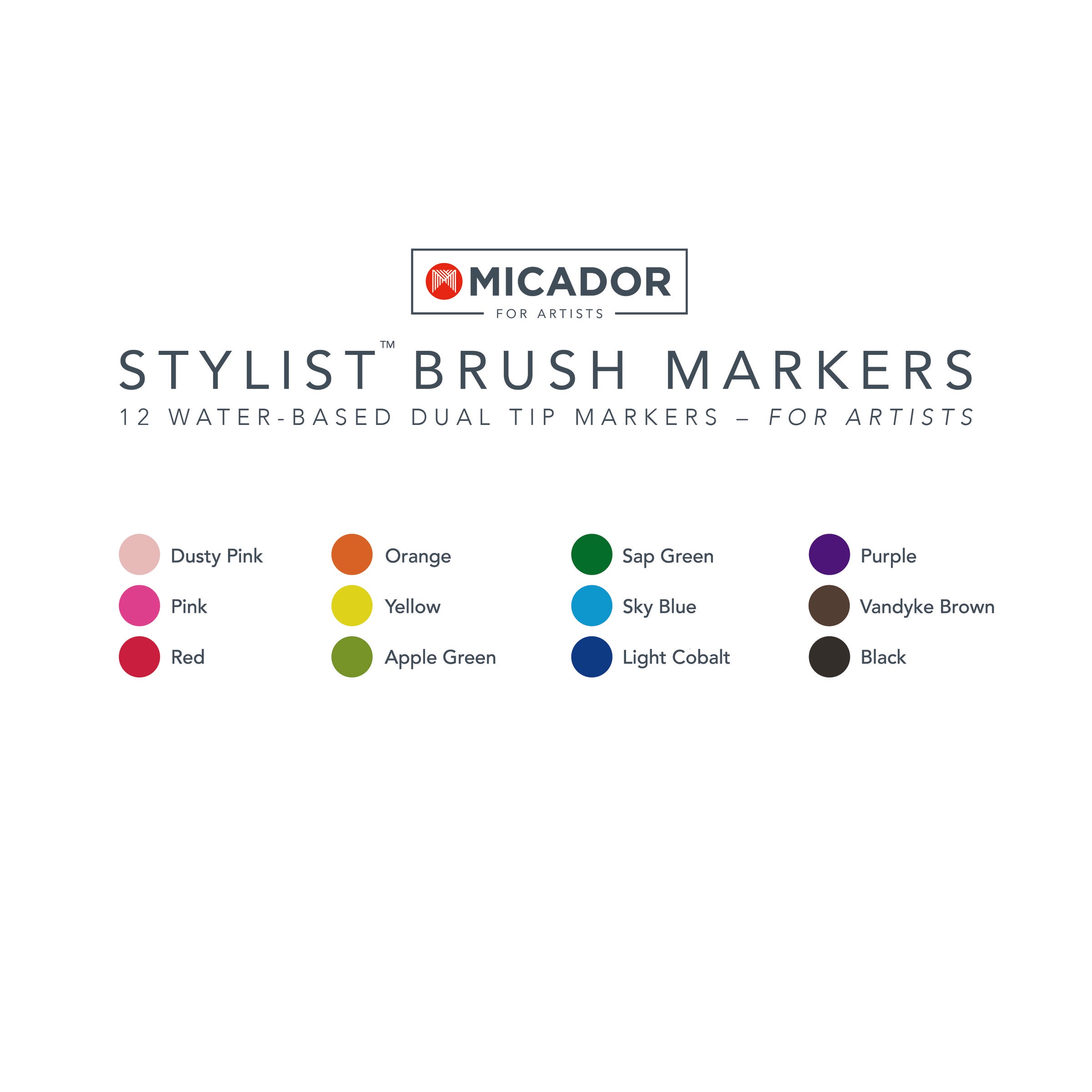 Stylist Brush Markers, Box 12 Micador For Artists