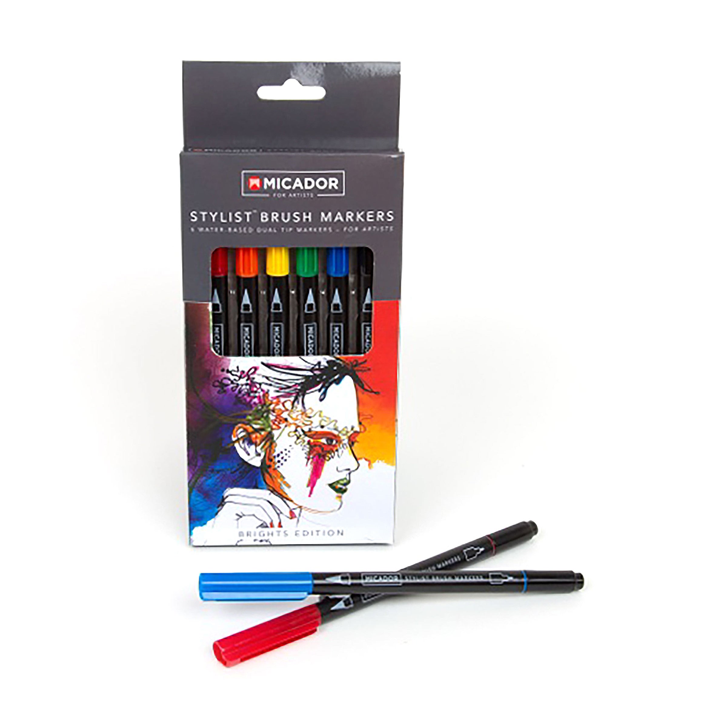 Micador For Artists Stylist Brush Markers Brights 6Pk