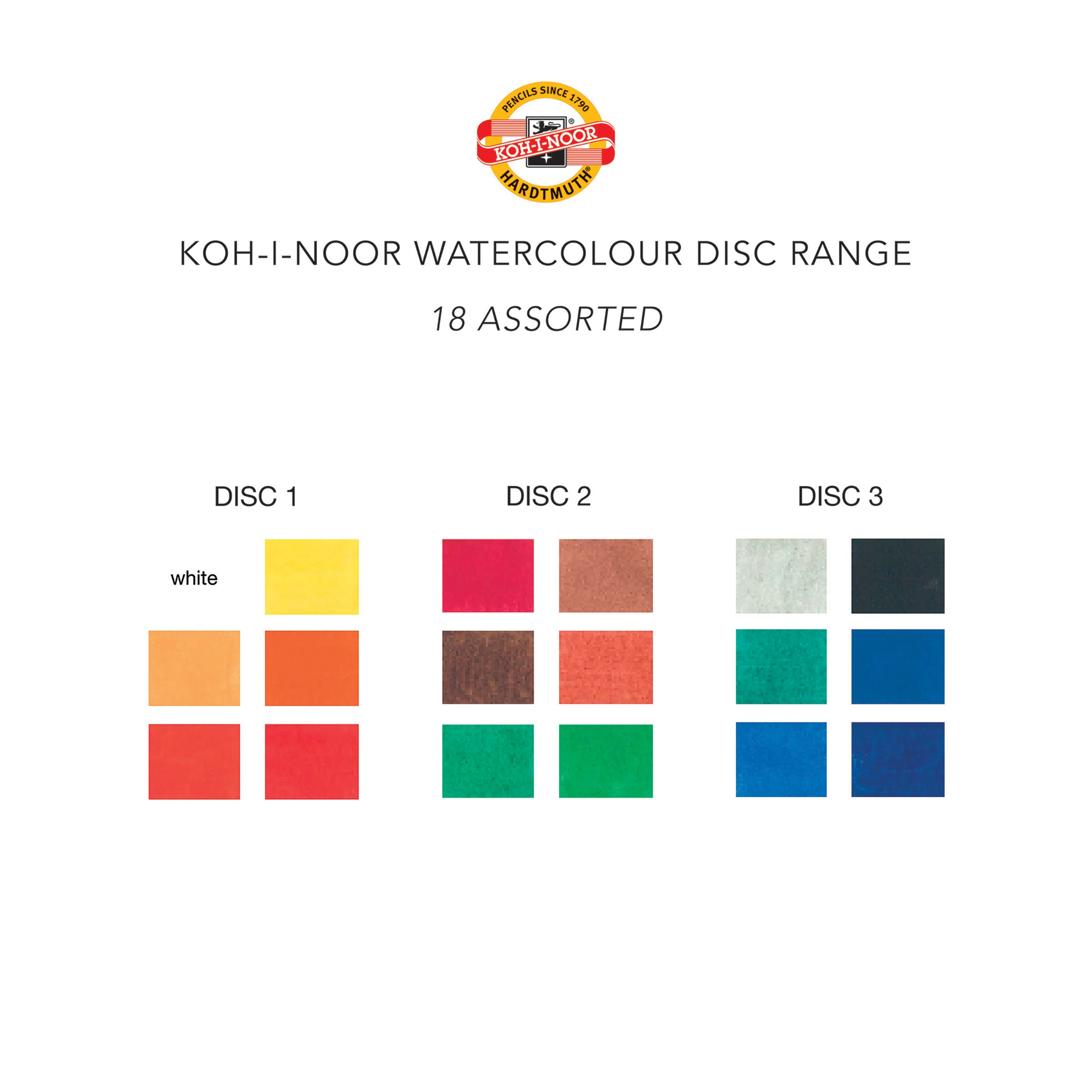 Watercolour Disc - 18 Assorted  Koh-I-Noor
