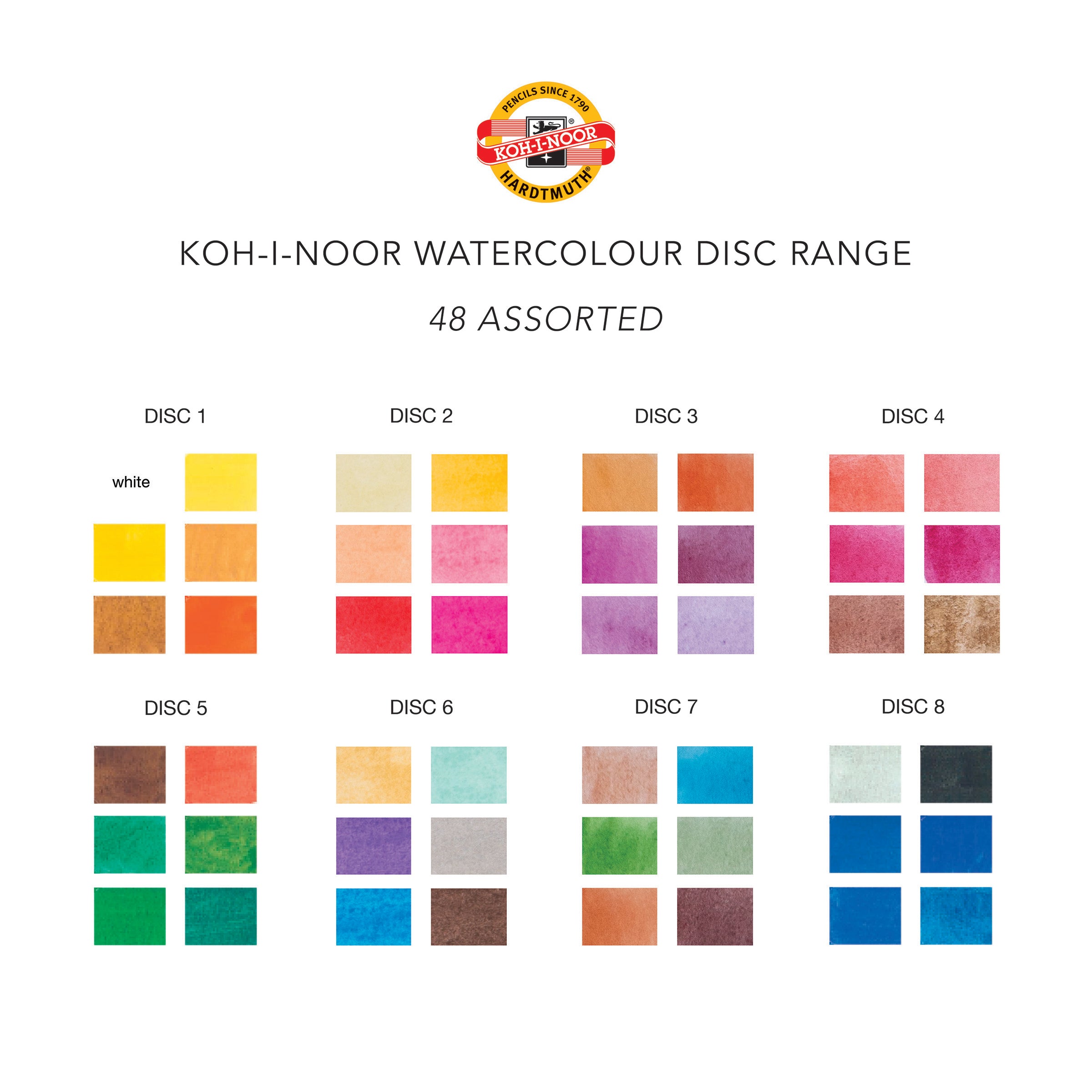 Watercolour Disc - 48 Assorted  Koh-I-Noor