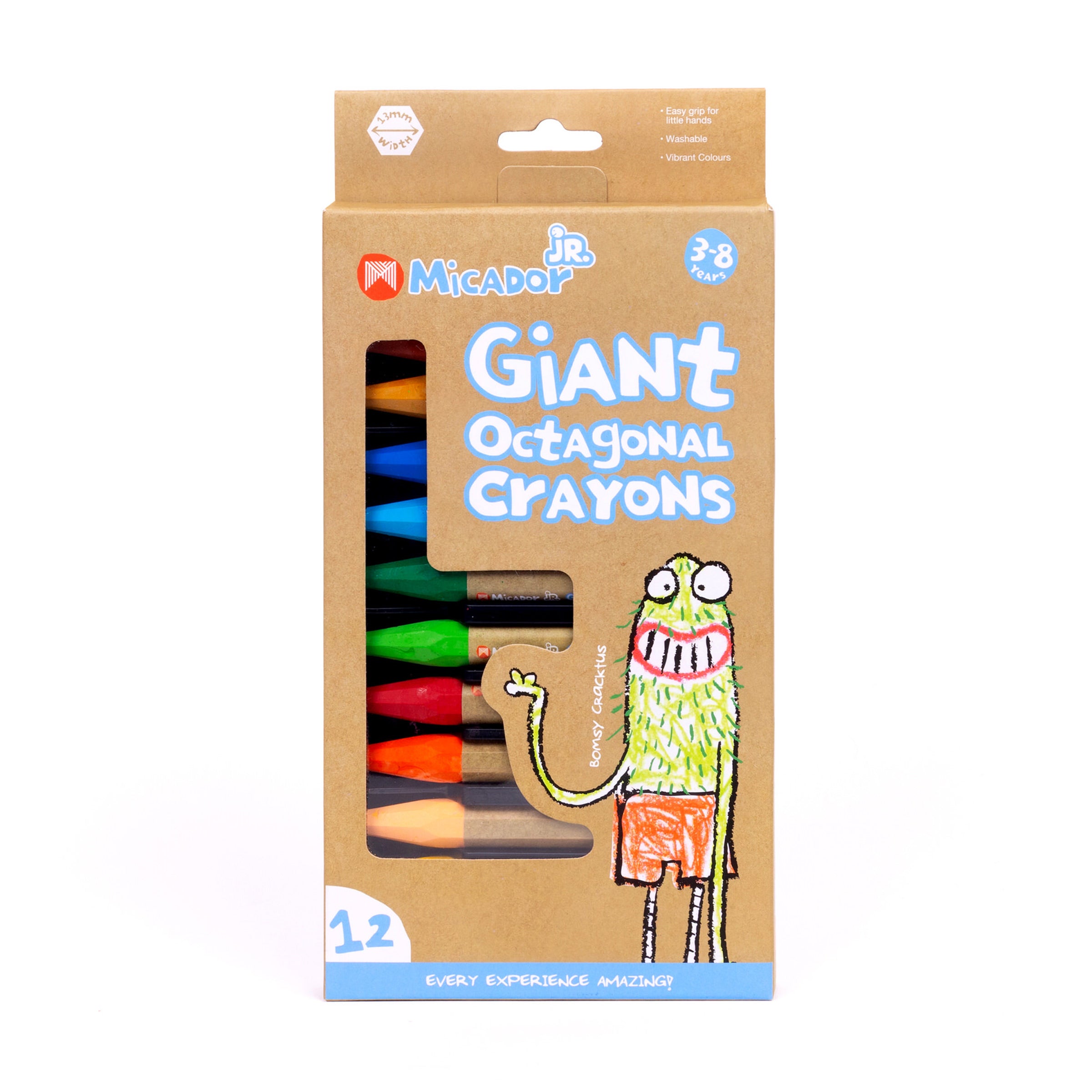 Micador Jr Giant Crayons Octagonal 12Pk