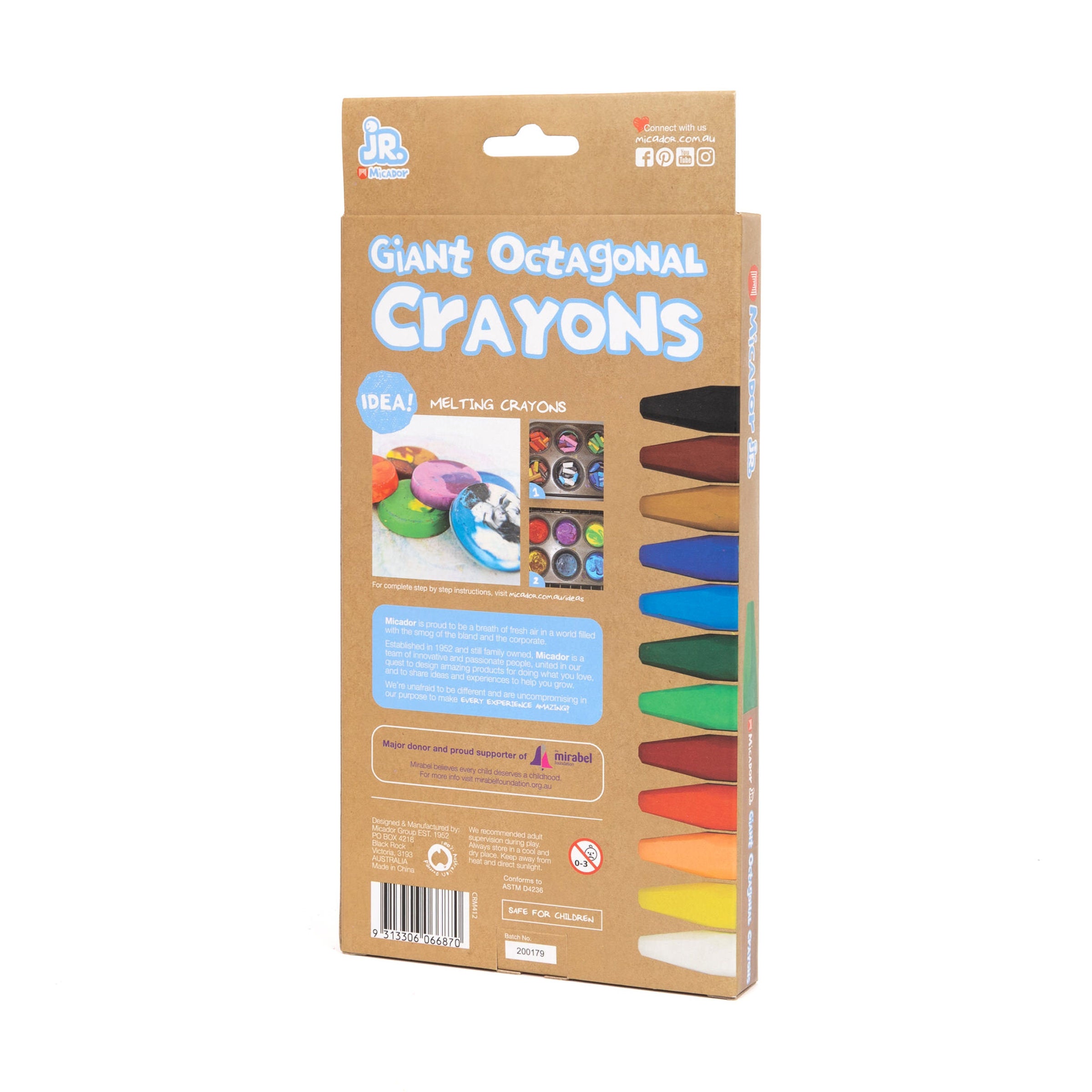 Micador Jr Giant Crayons Octagonal 12Pk