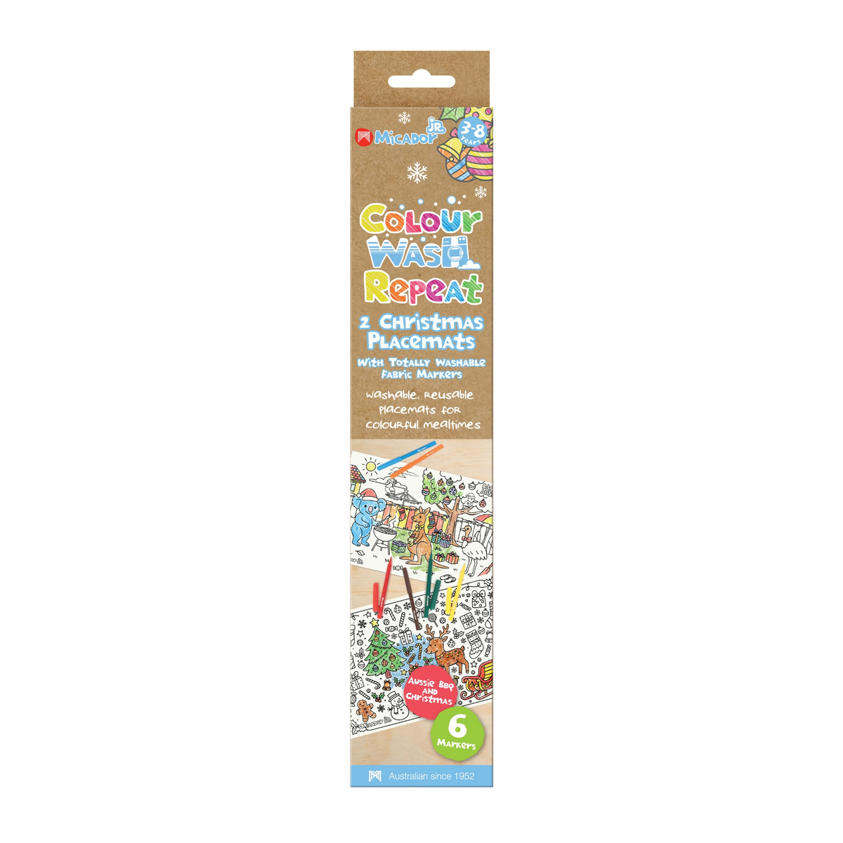 Colour Wash Repeat Christmas Placemats, 450 x 300mm, Pack 2, Micador jR.