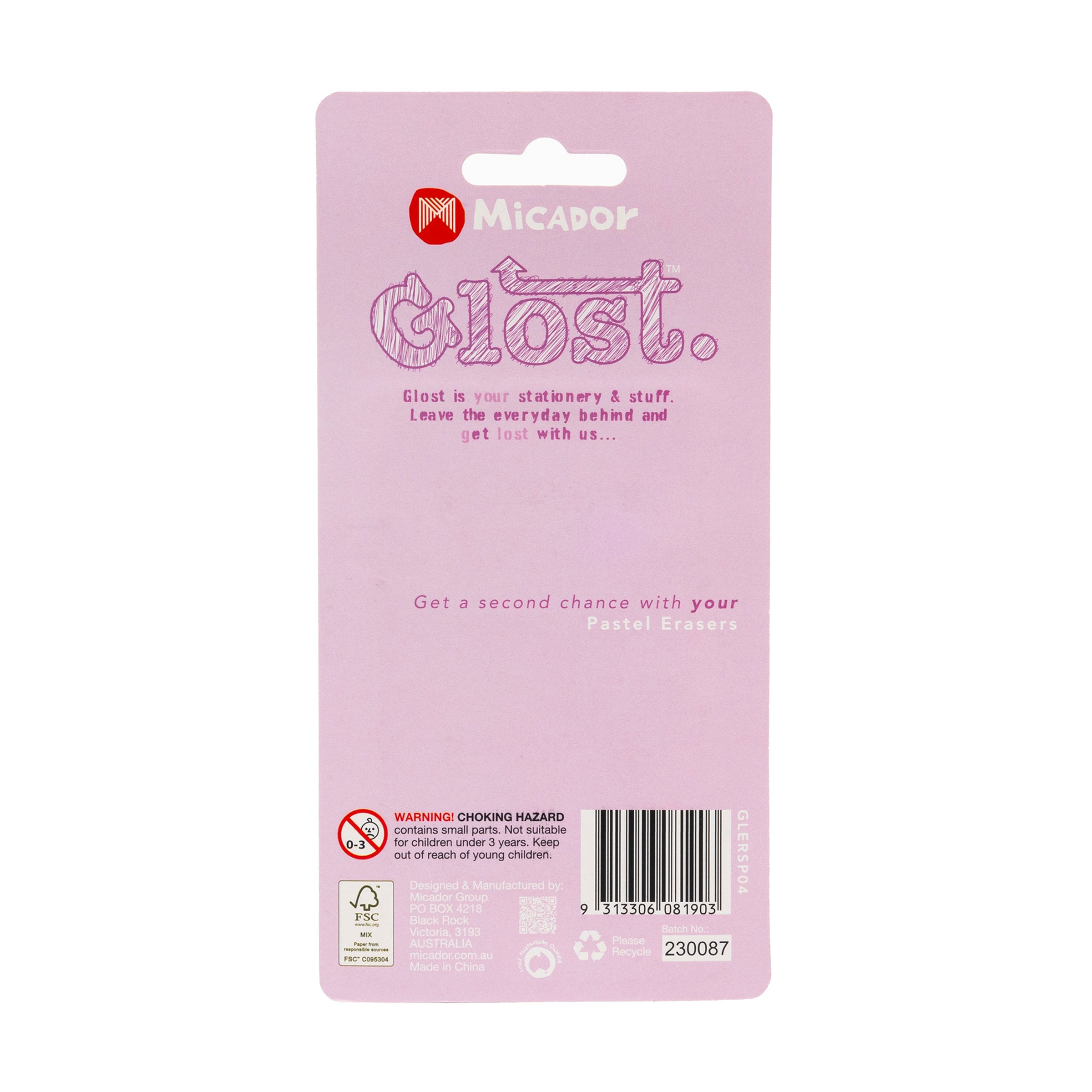 Glost Erasers Pastel 4Pk
