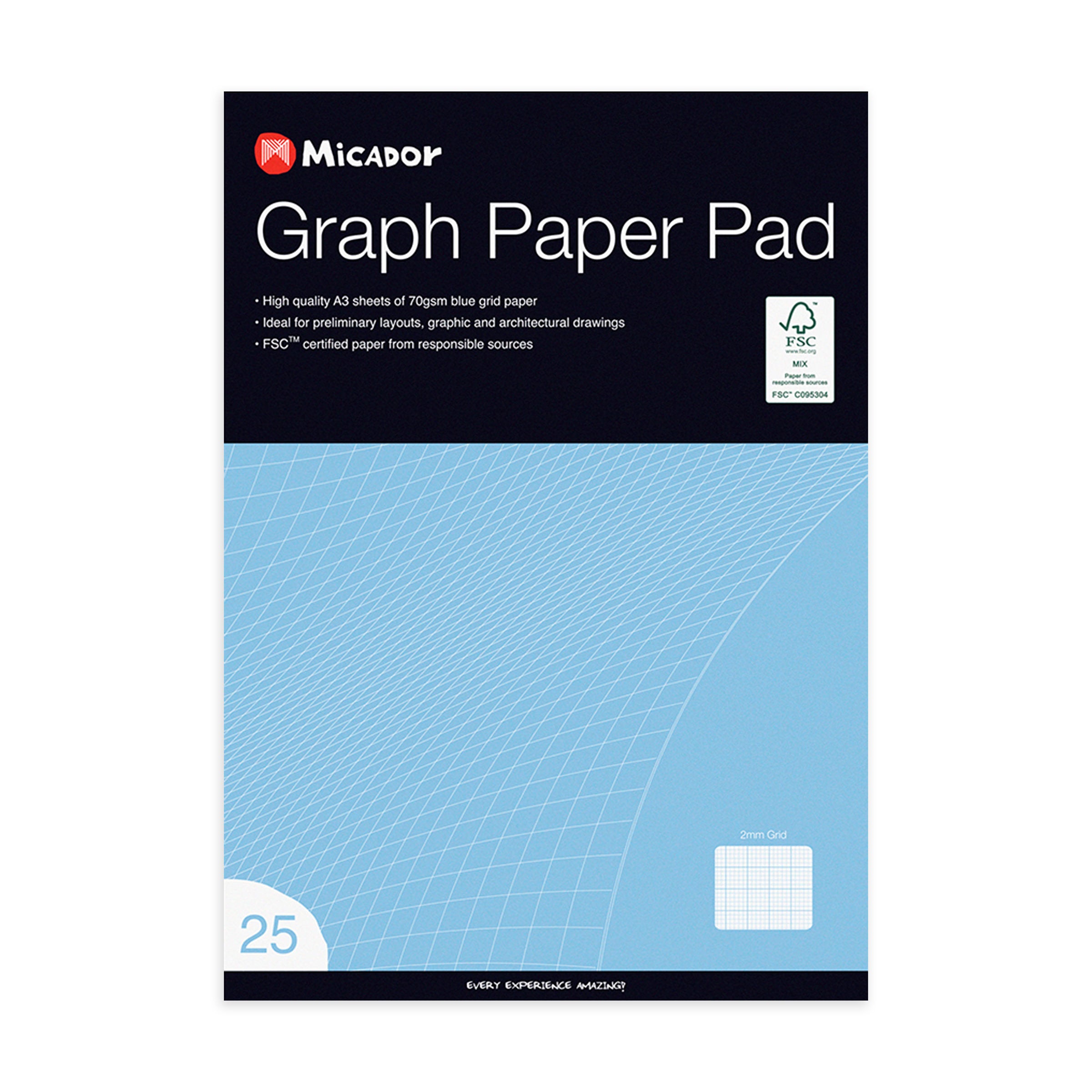 Micador Graph Paper 2Mm A3 Pad Mix 25 Pages