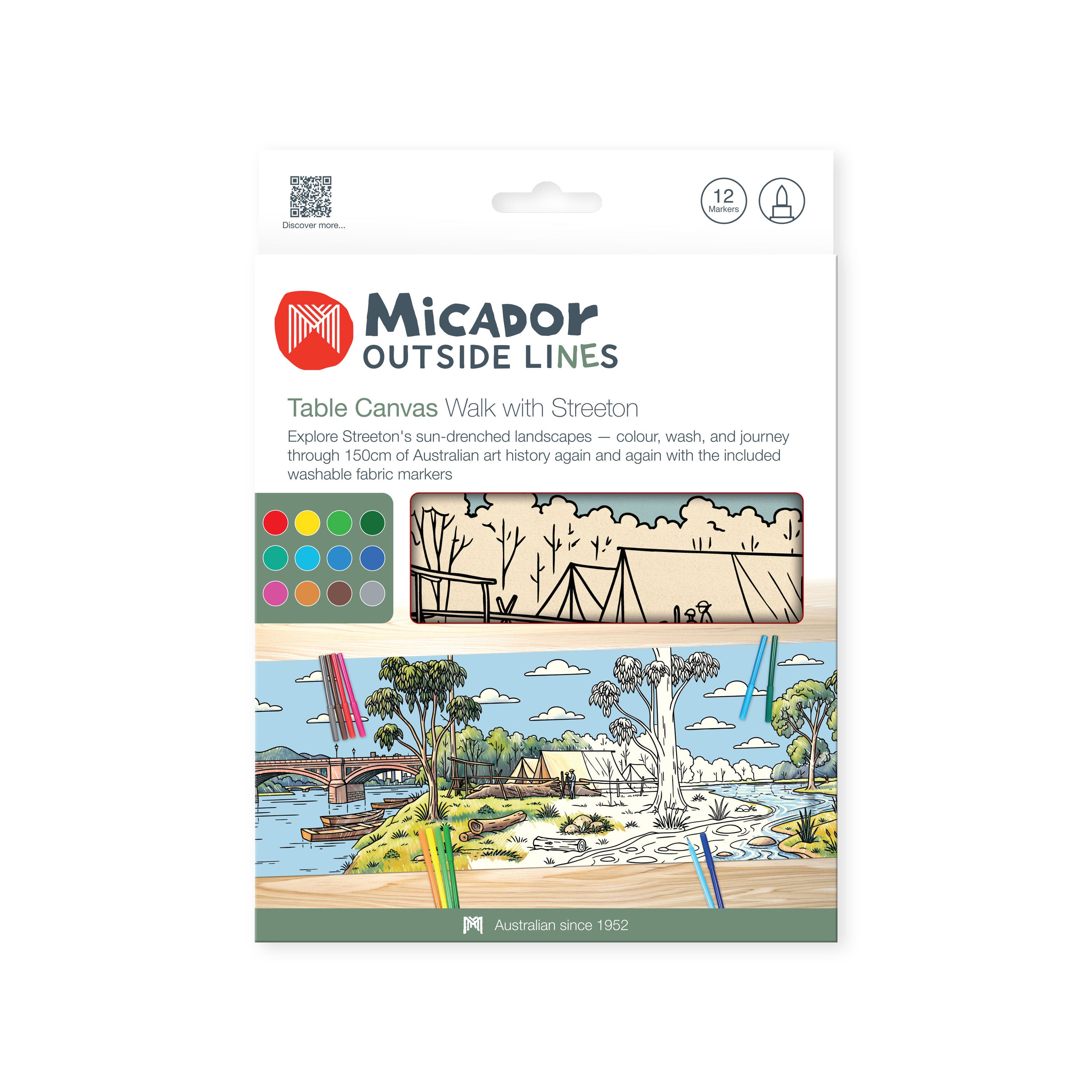 Walk With Streeton Table Canvas, 1500 x 450mm, Micador Outside Lines