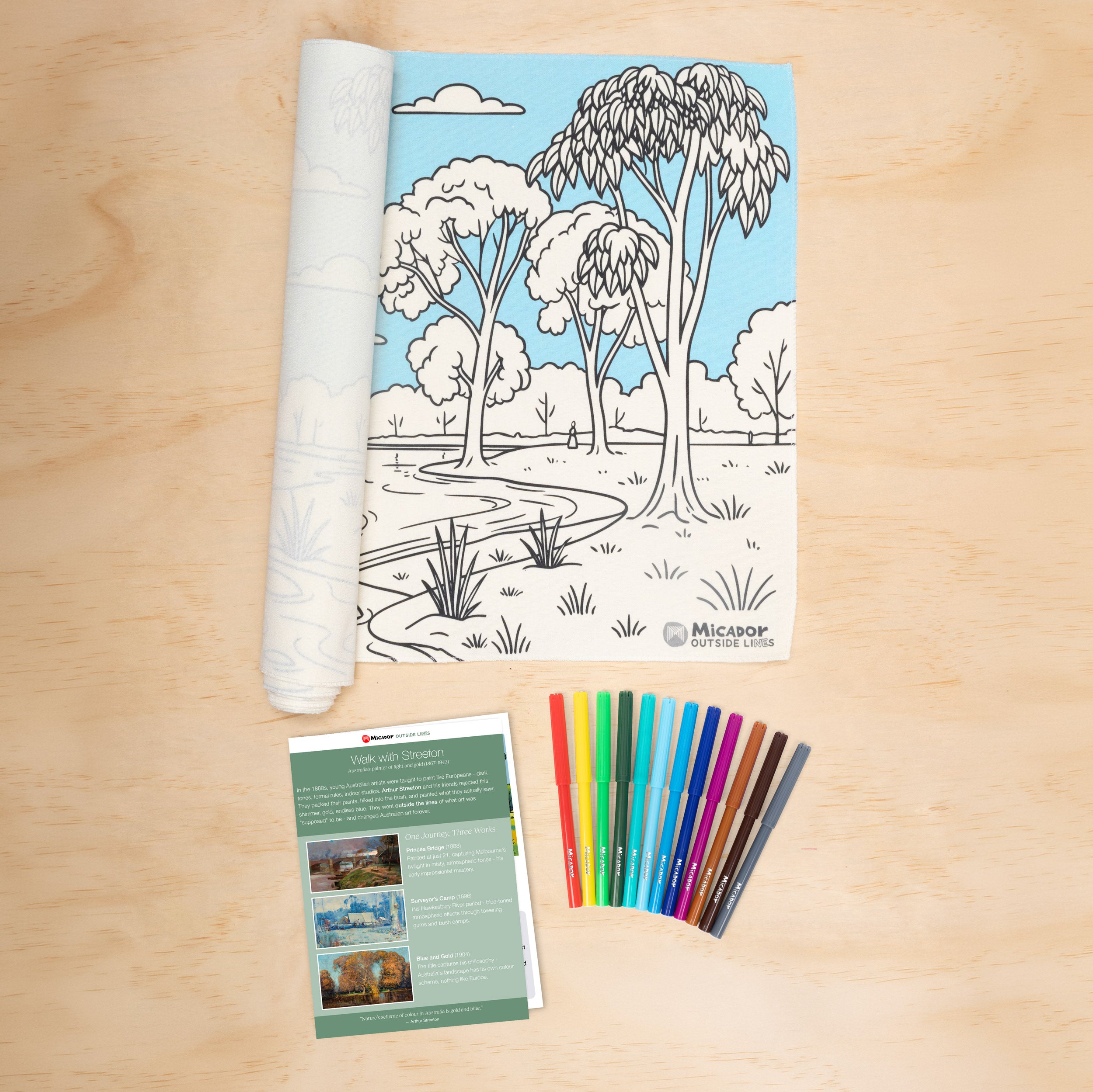 Walk With Streeton Table Canvas, 1500 x 450mm, Micador Outside Lines