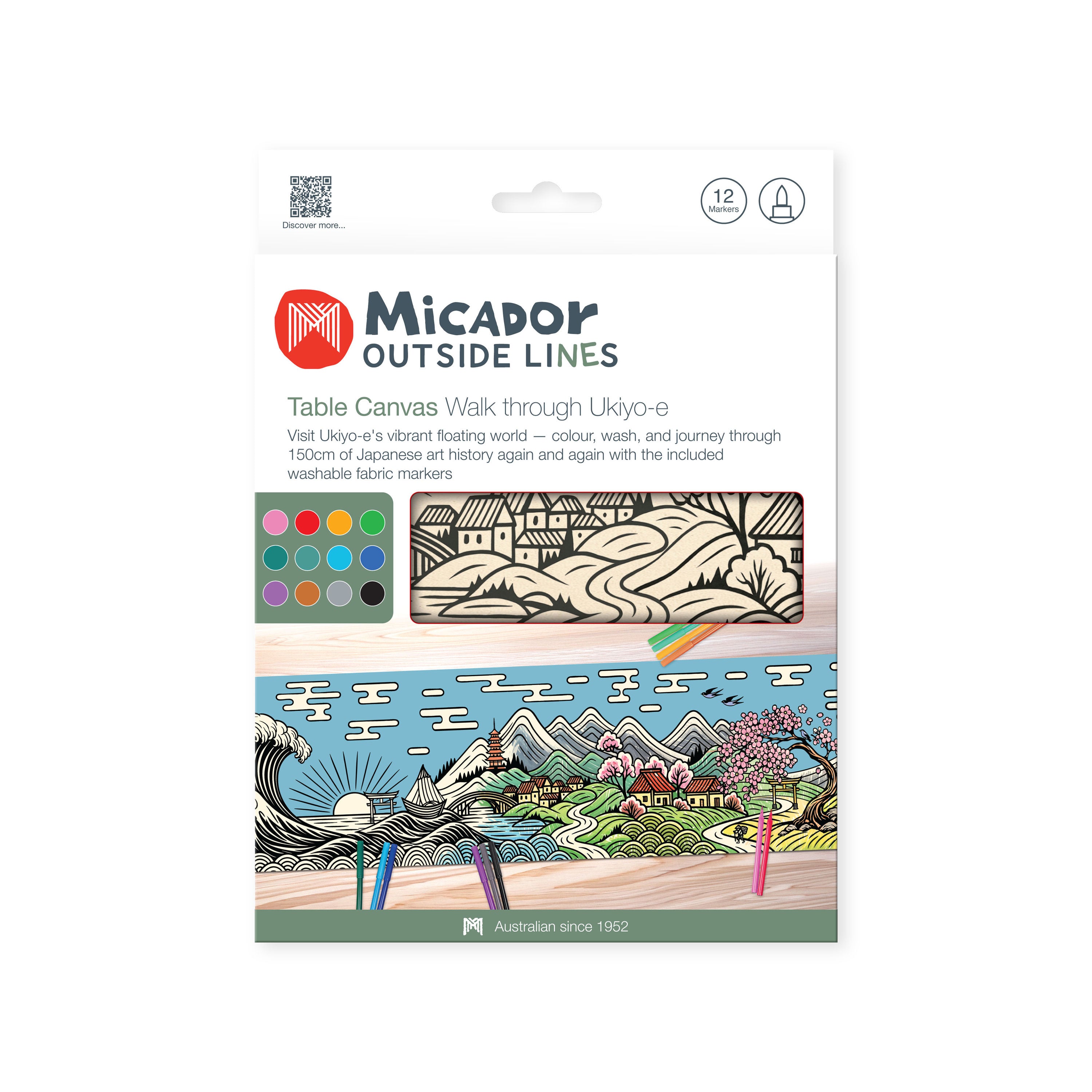 Walk through Ukiyo-e Table Canvas, 1500 x 450mm, Micador Outside Lines