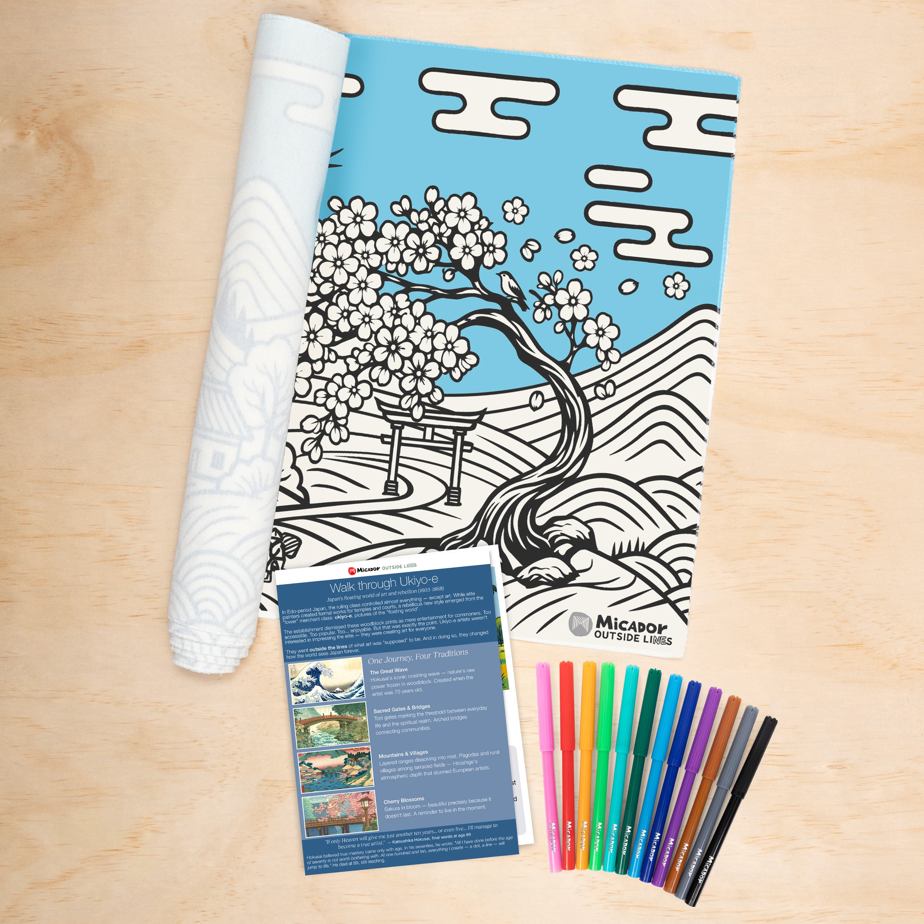 Walk through Ukiyo-e Table Canvas, 1500 x 450mm, Micador Outside Lines