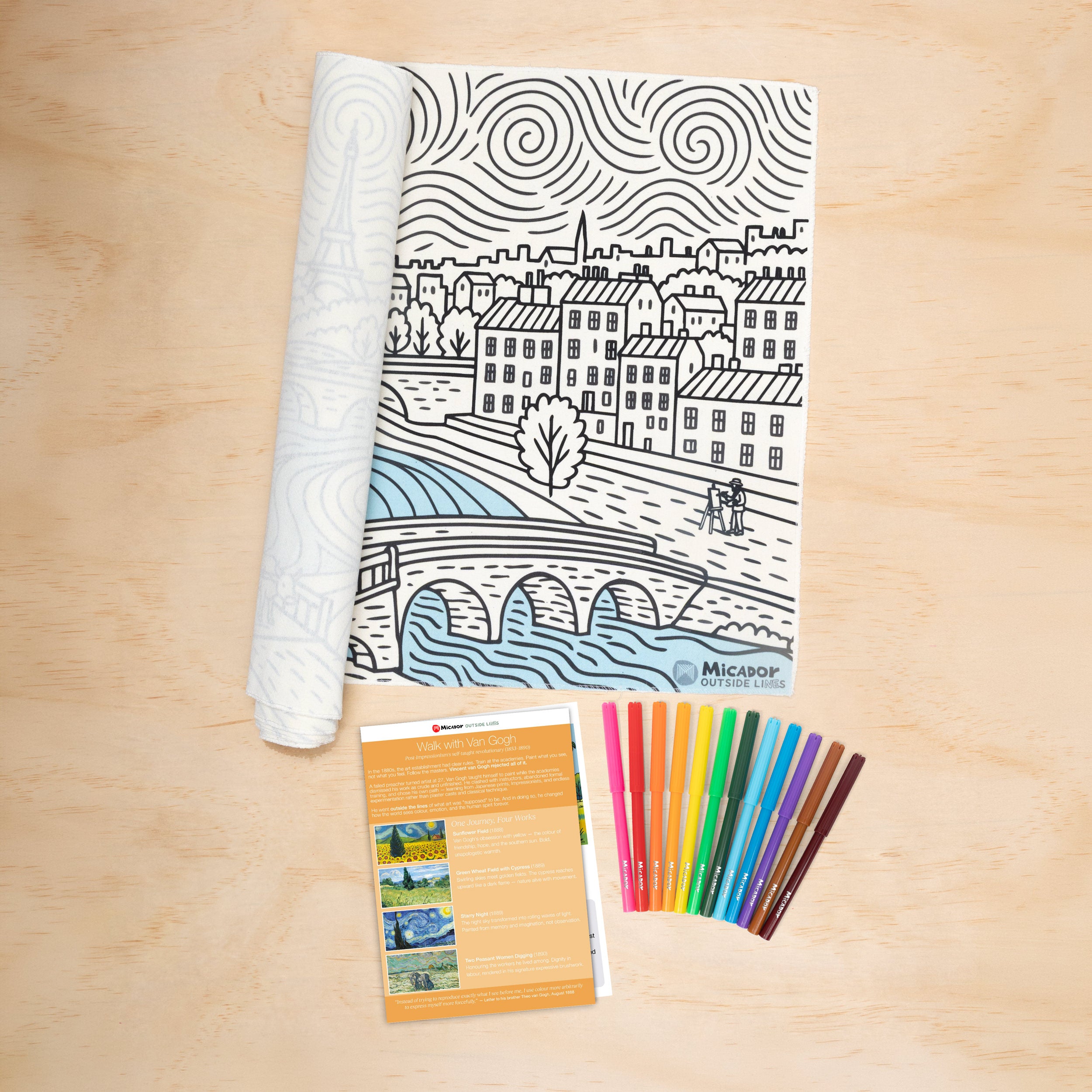 Walk with Van Gogh Table Canvas, 1500 x 450mm, Micador Outside Lines