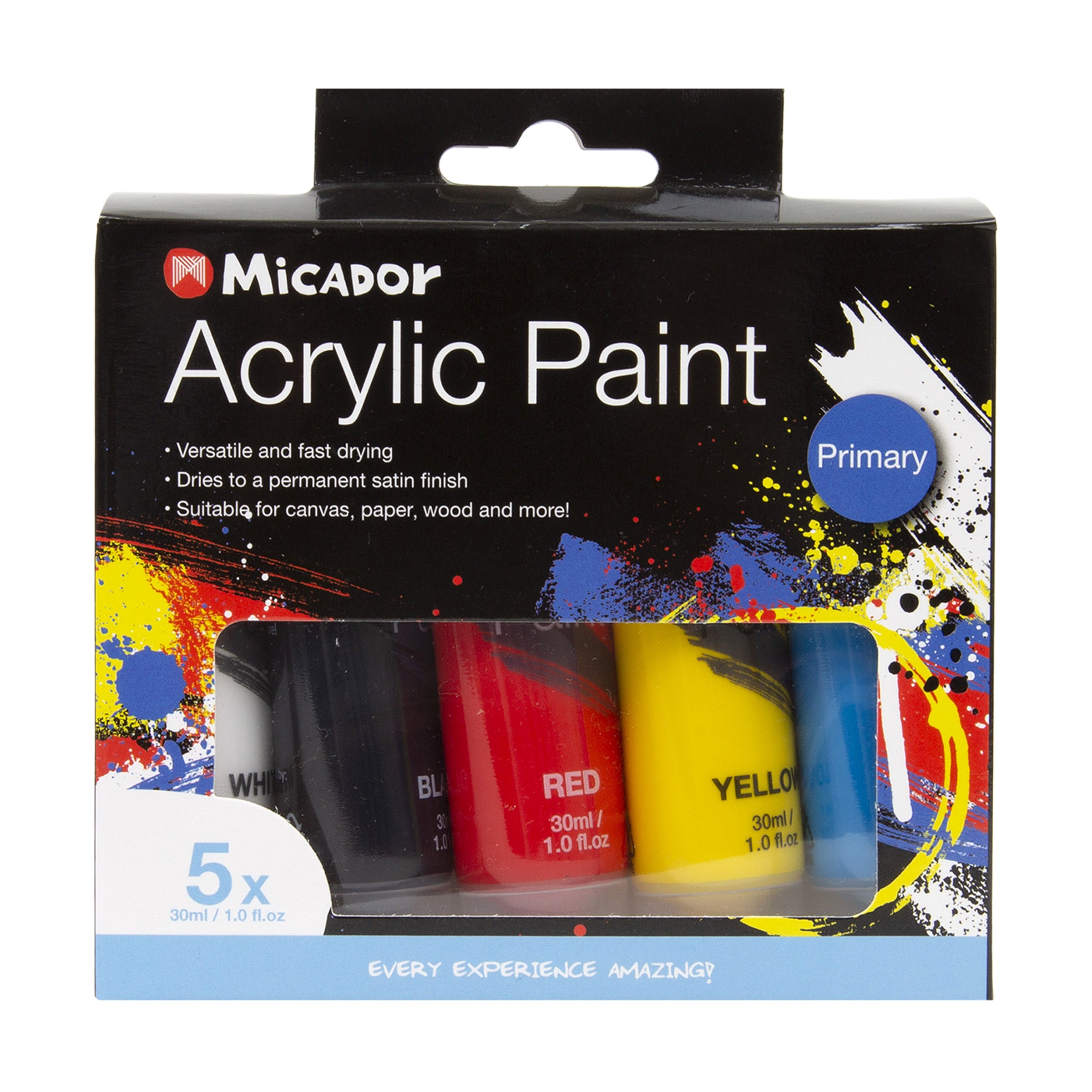 Micador Acrylic Paint Primary 5Pk