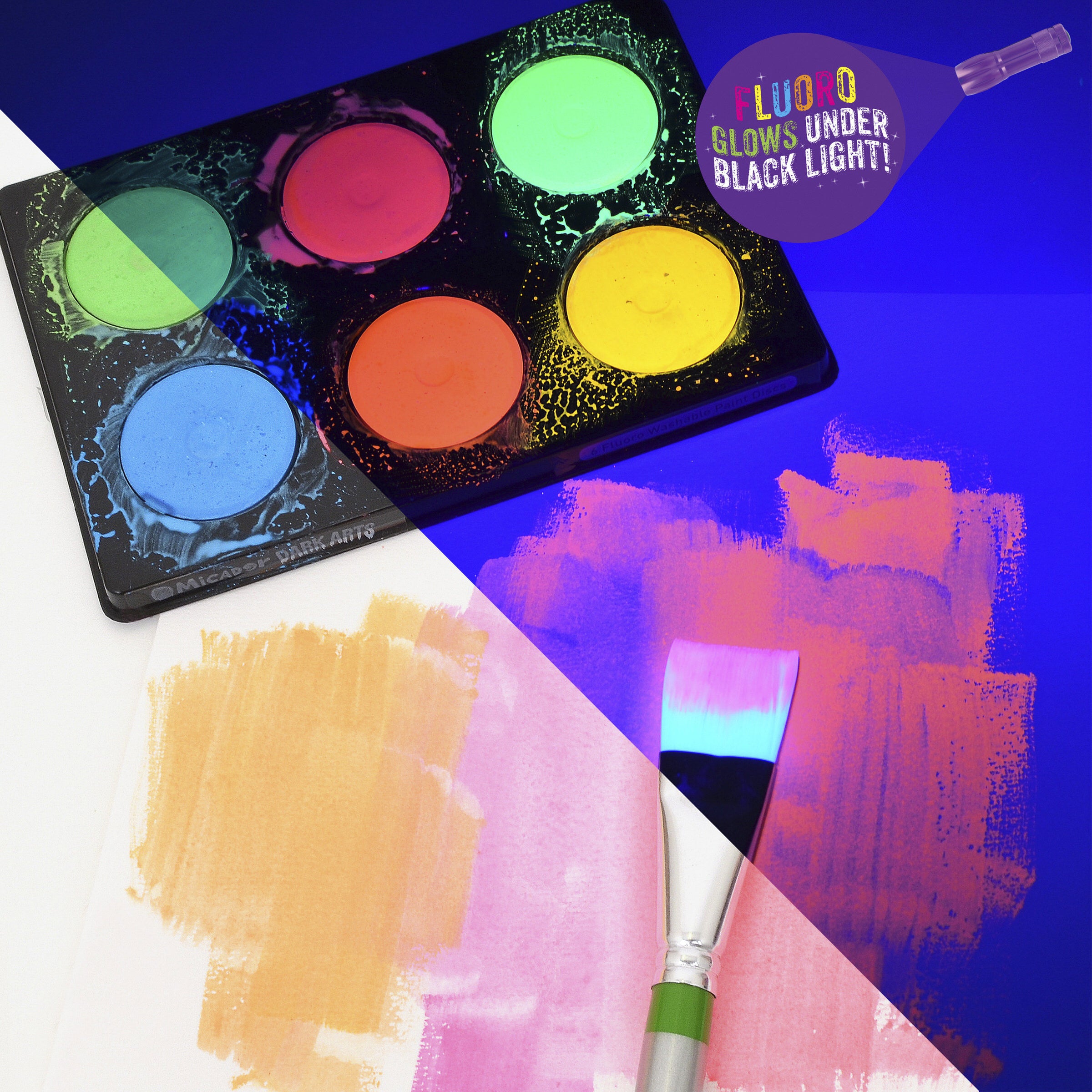 Dark Arts Neon Washable Paint 6 Discs