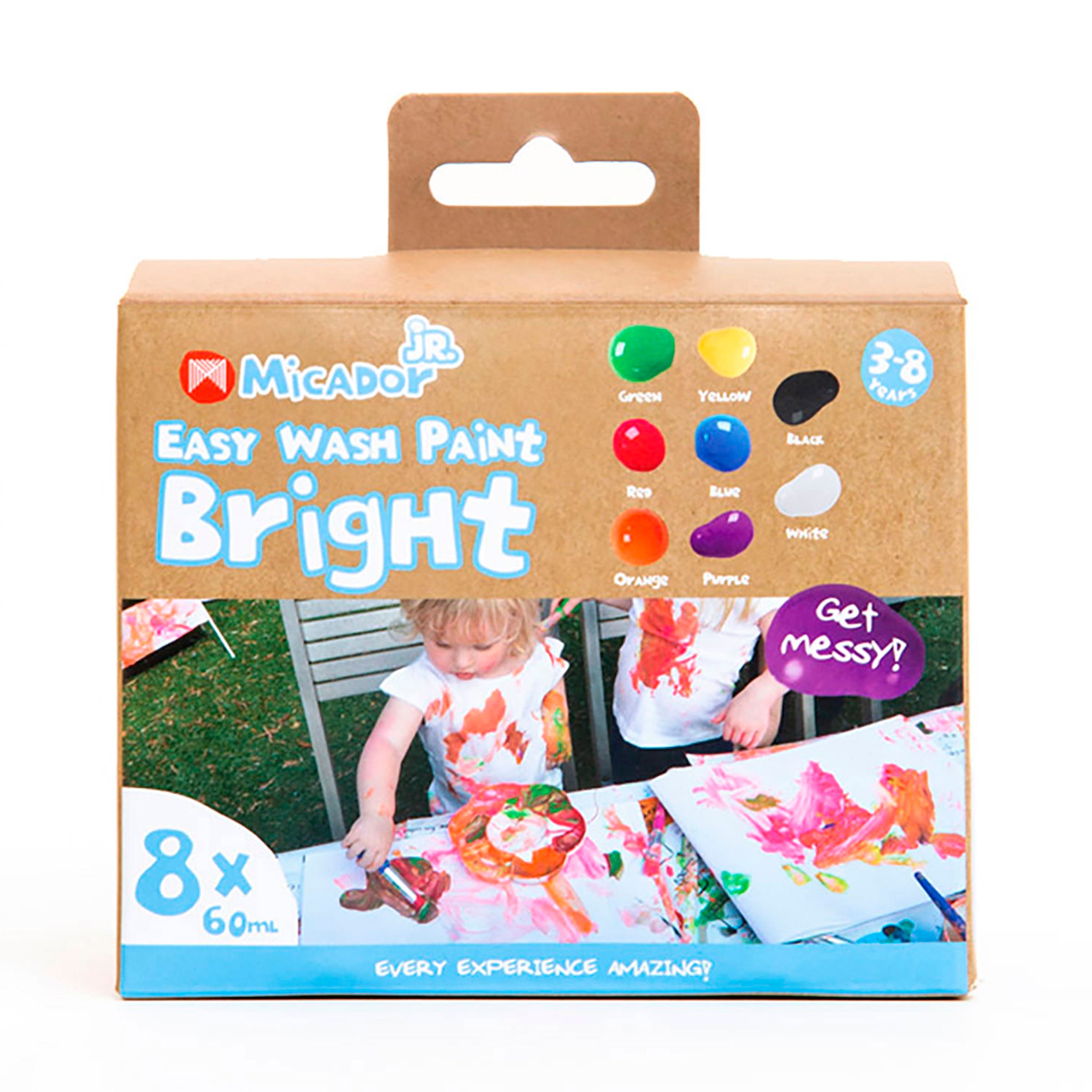 Micador Jr Easy Wash Paint Bright 60Ml 8Pk