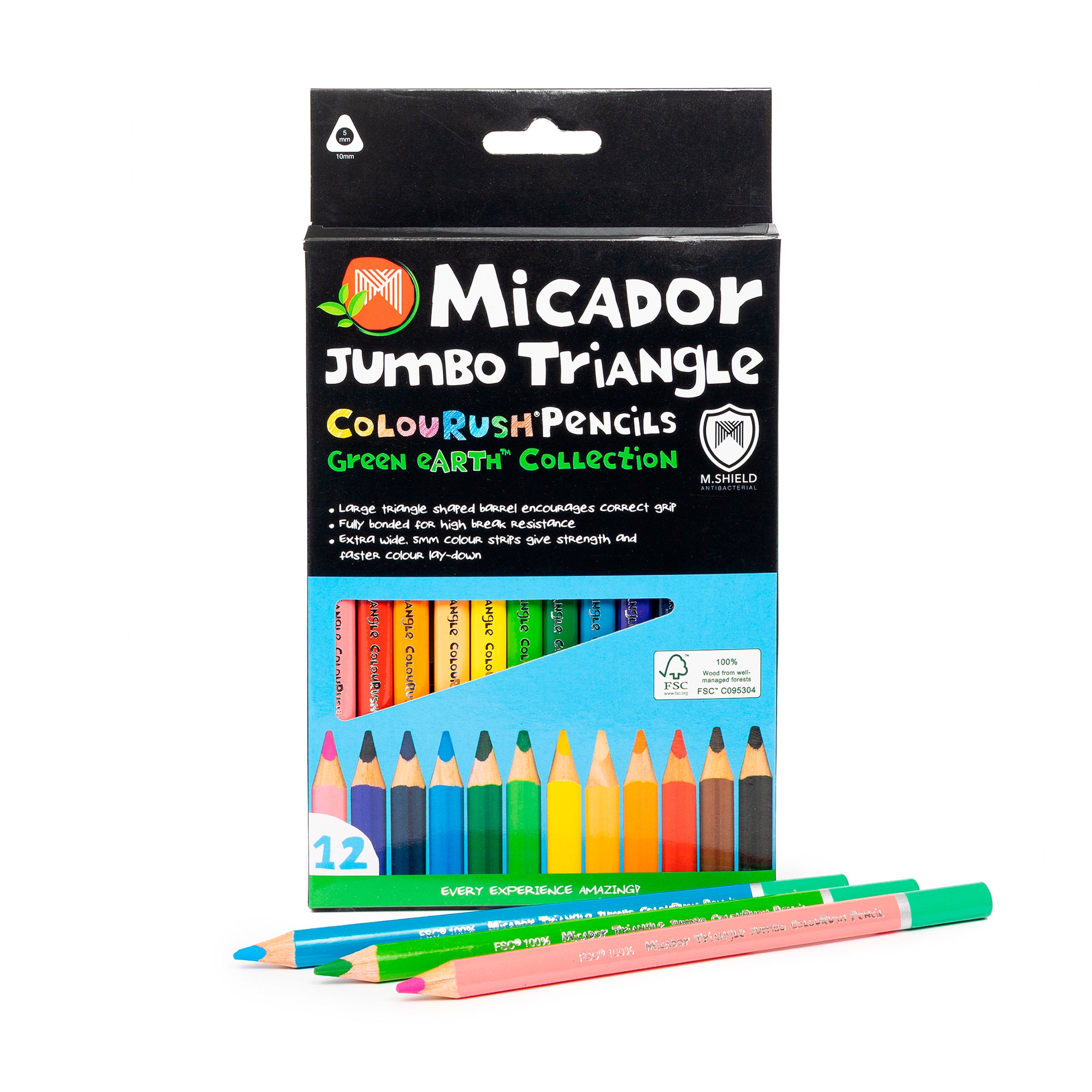 Micador Jumbo Triangle Colourush Pencil 12Pk