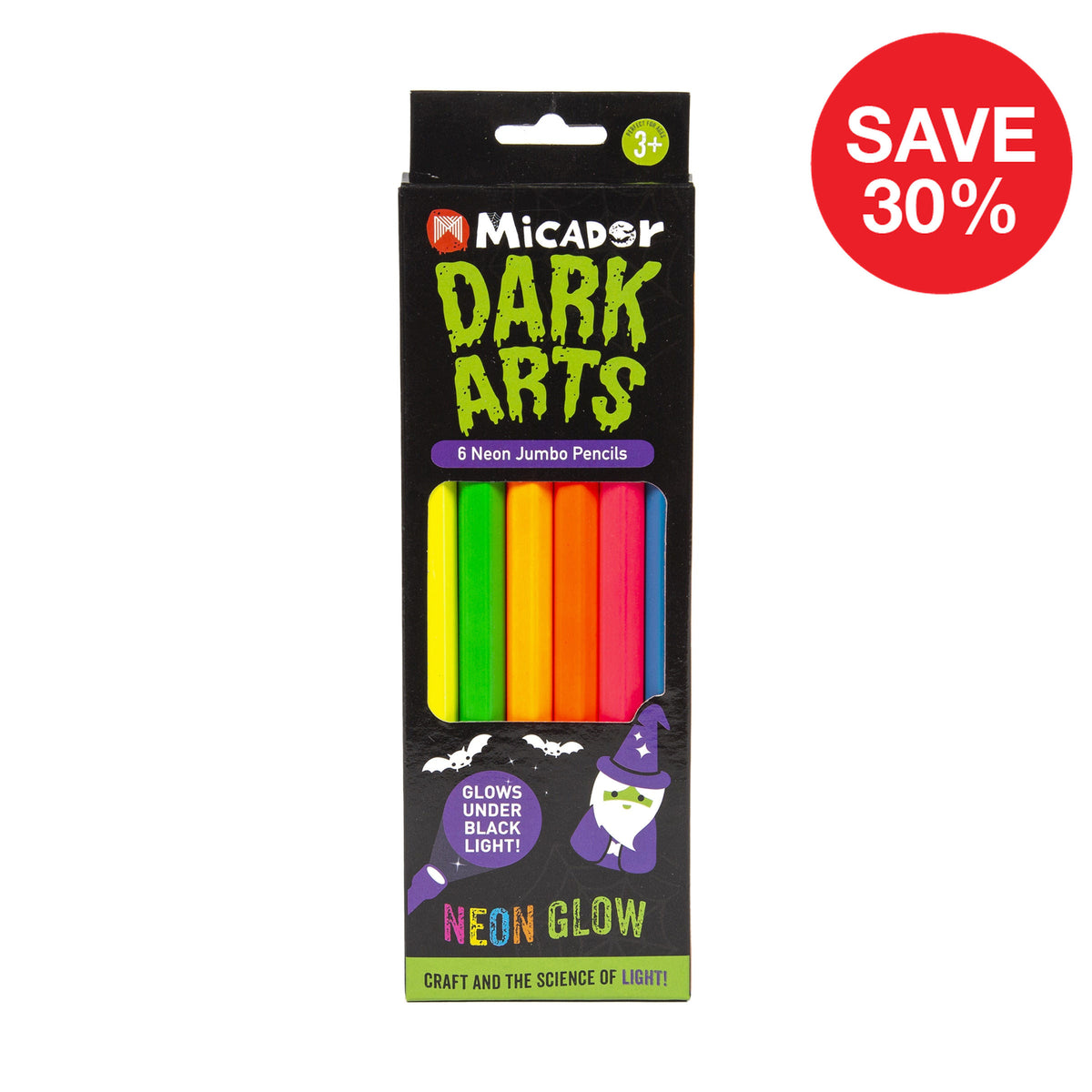 Neon Jumbo Pencils, Pack 6 FSC 100% Dark Arts