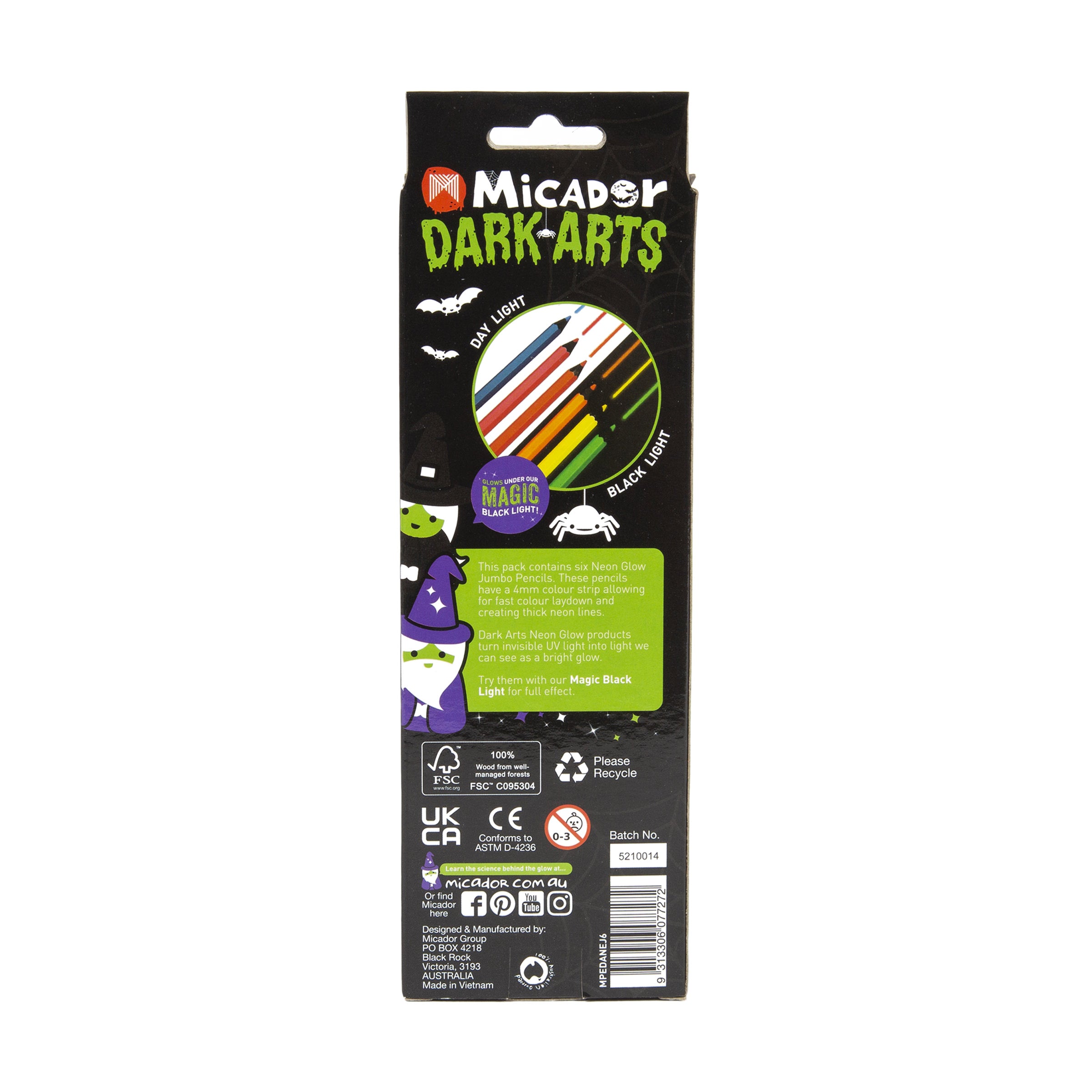 Neon Jumbo Pencils, Pack 6 FSC 100% Dark Arts