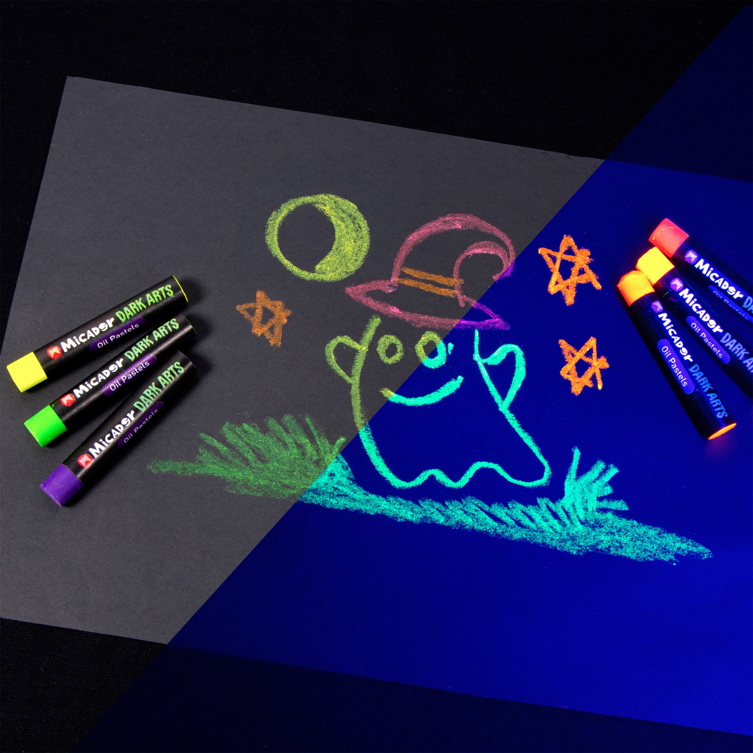 Neon Oil Pastels, Pack 6  Dark Arts