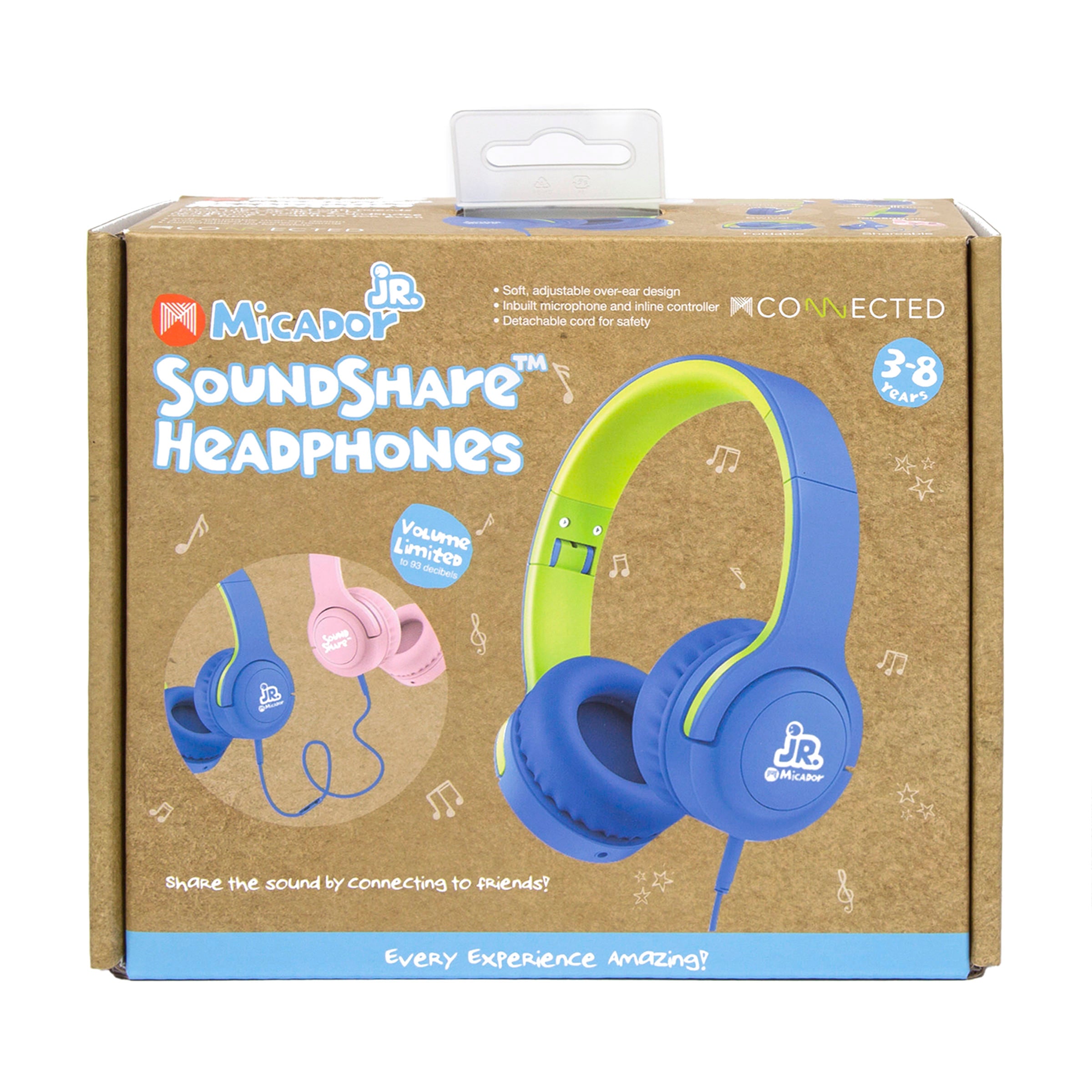 Micador Jr Soundshare Headphones Blue Green
