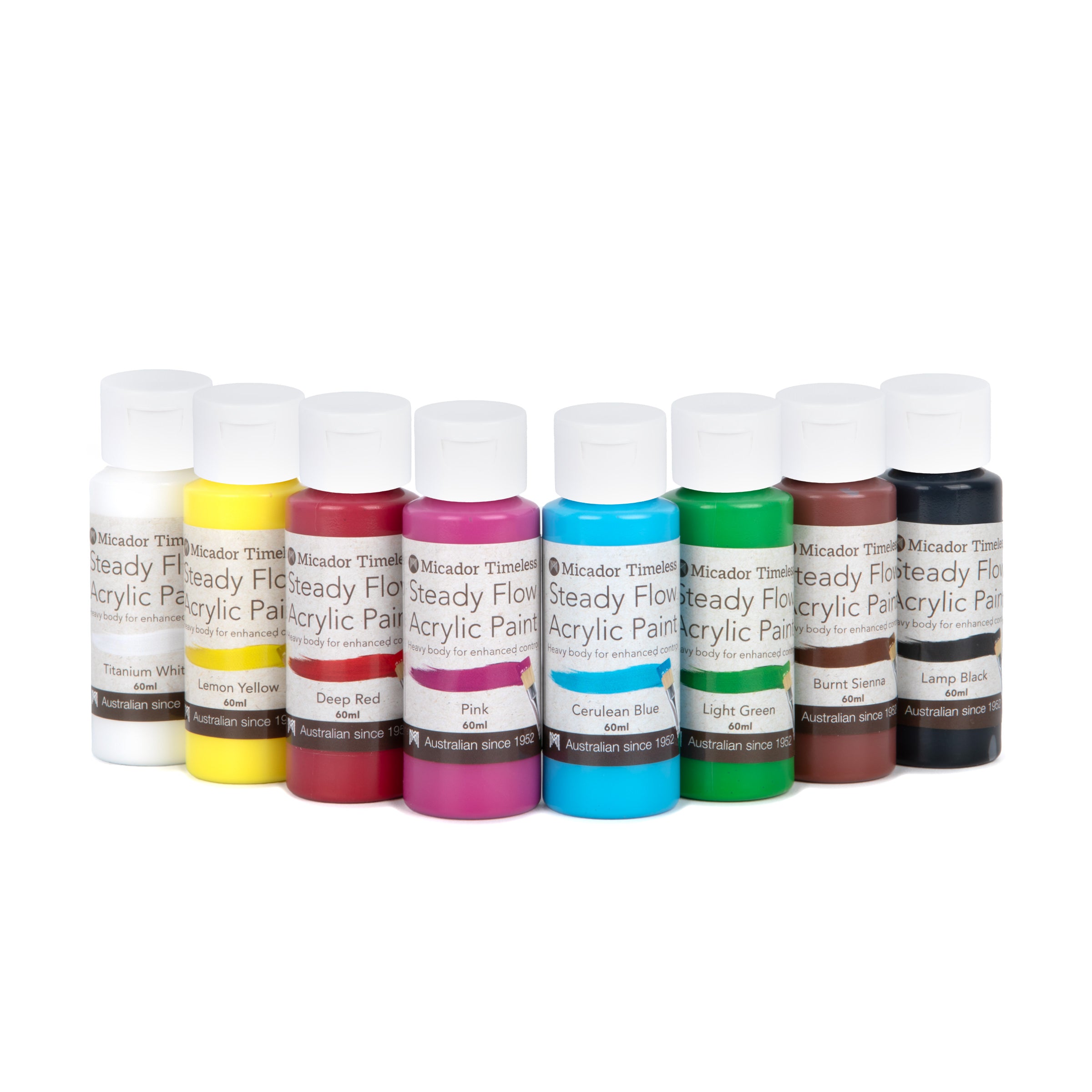 Acrylic Paint, Steady Flow, 8 x 60ml Micador Timeless