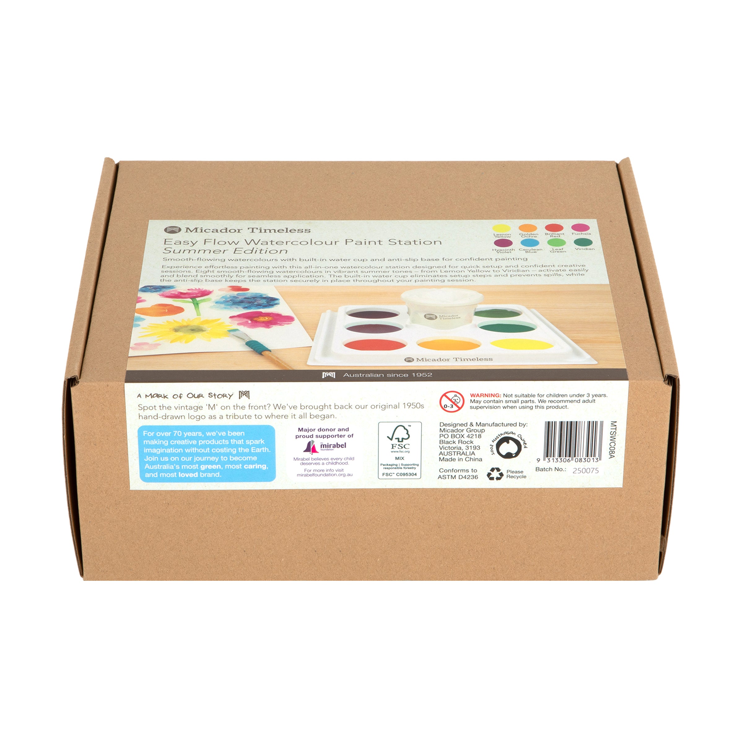 Easy Flow Watercolour Paint Station, Summer Selection, Disc 8, Micador Timeless