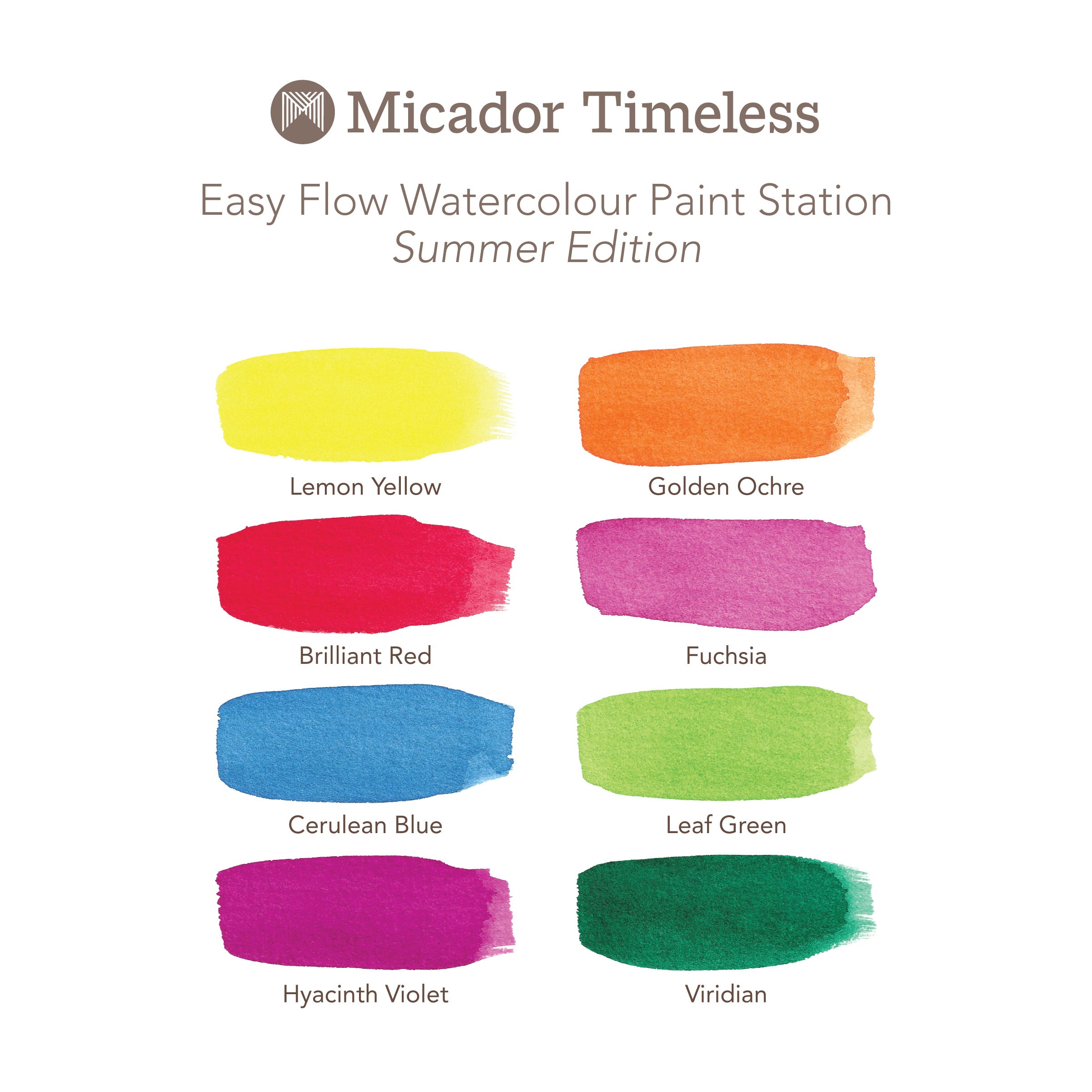 Easy Flow Watercolour Paint Station, Summer Selection, Disc 8, Micador Timeless