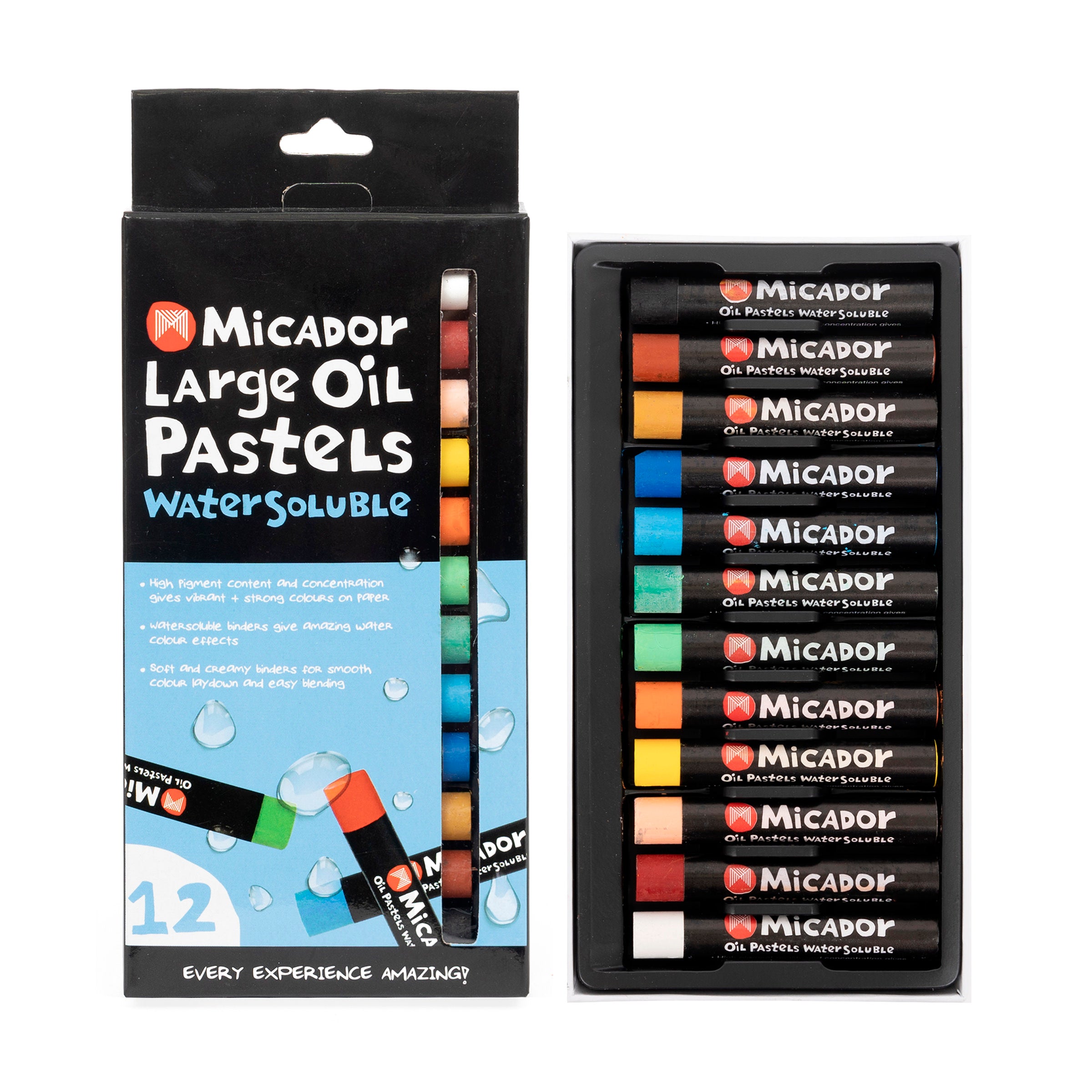 Micador Large Oil Pastels 12Pk Watersoluble
