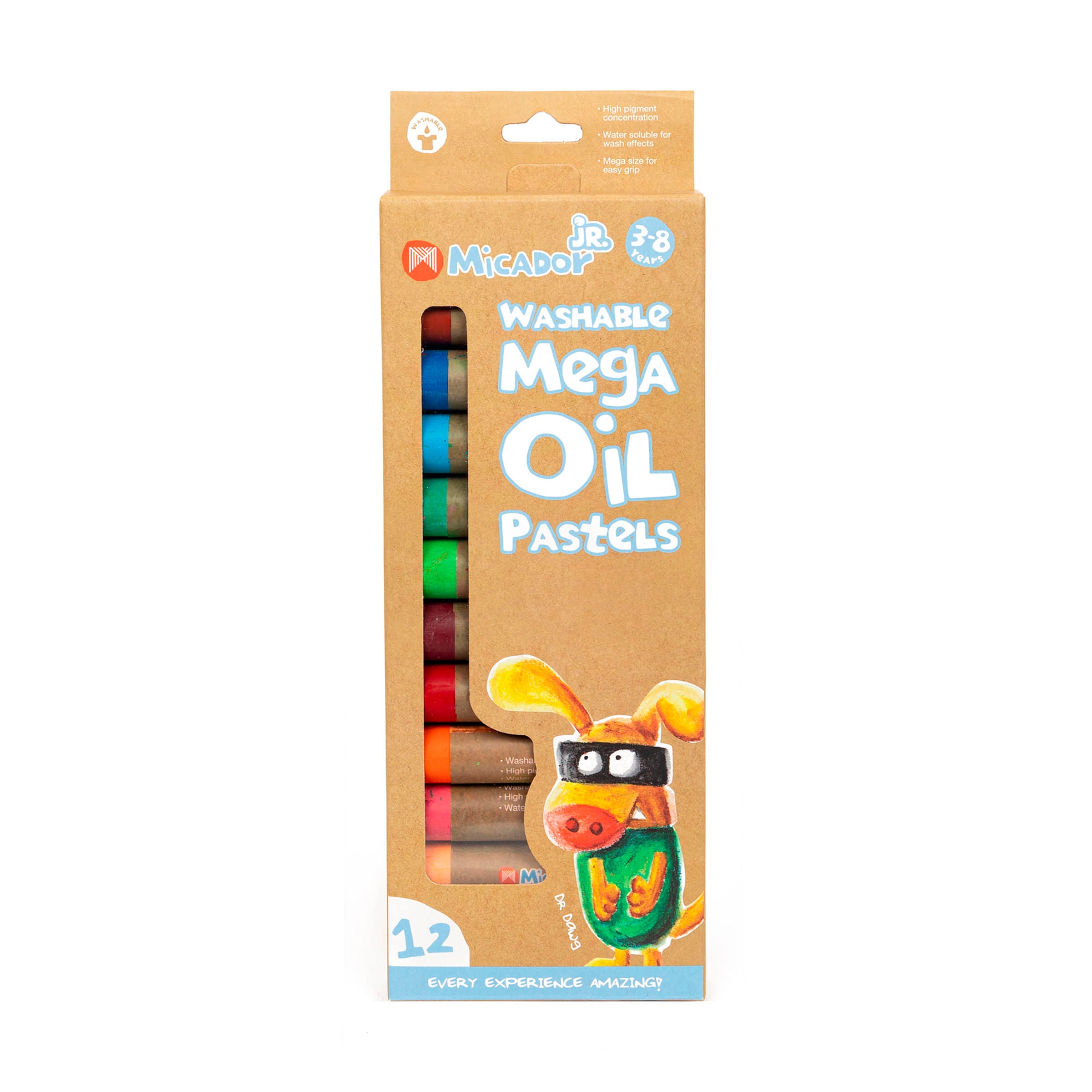 Micador Jr Easy Wash Mega Oil Pastel 12Pk